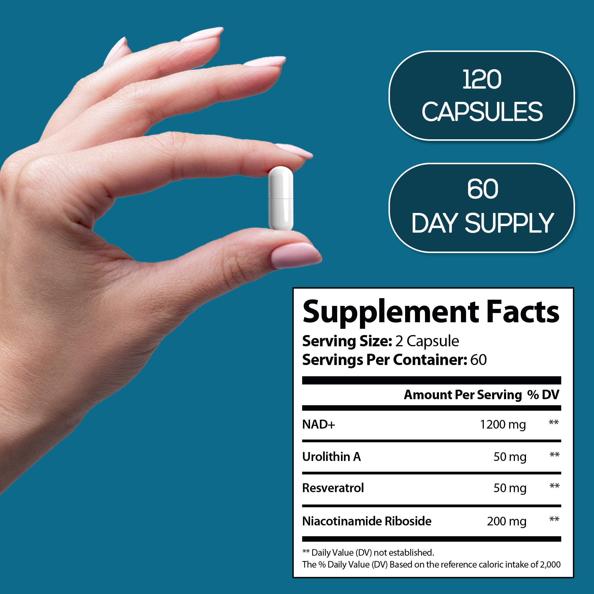 HARMONIFY NAD Nicotinamide Riboside Resveratrol with Urolithin A 1500mg, Advance Support Supplement, 120 Capsules, Proudly USA Company