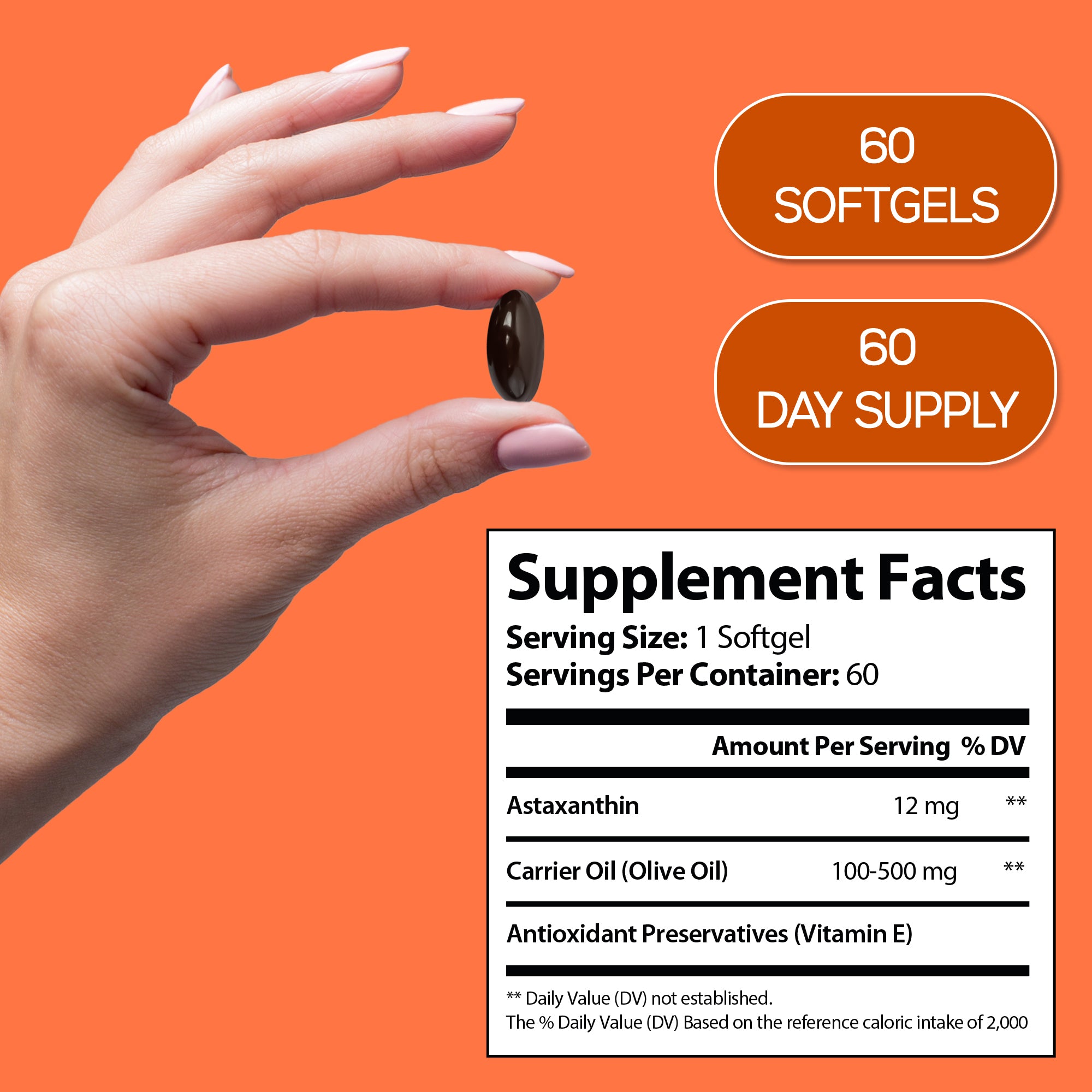 HARMONIFY Astaxanthin 12mg – 60 Softgels | 60-Day Supply | With Olive Oil & Vitamin E | Potent Antioxidant Support for Skin, Eyes & Joints