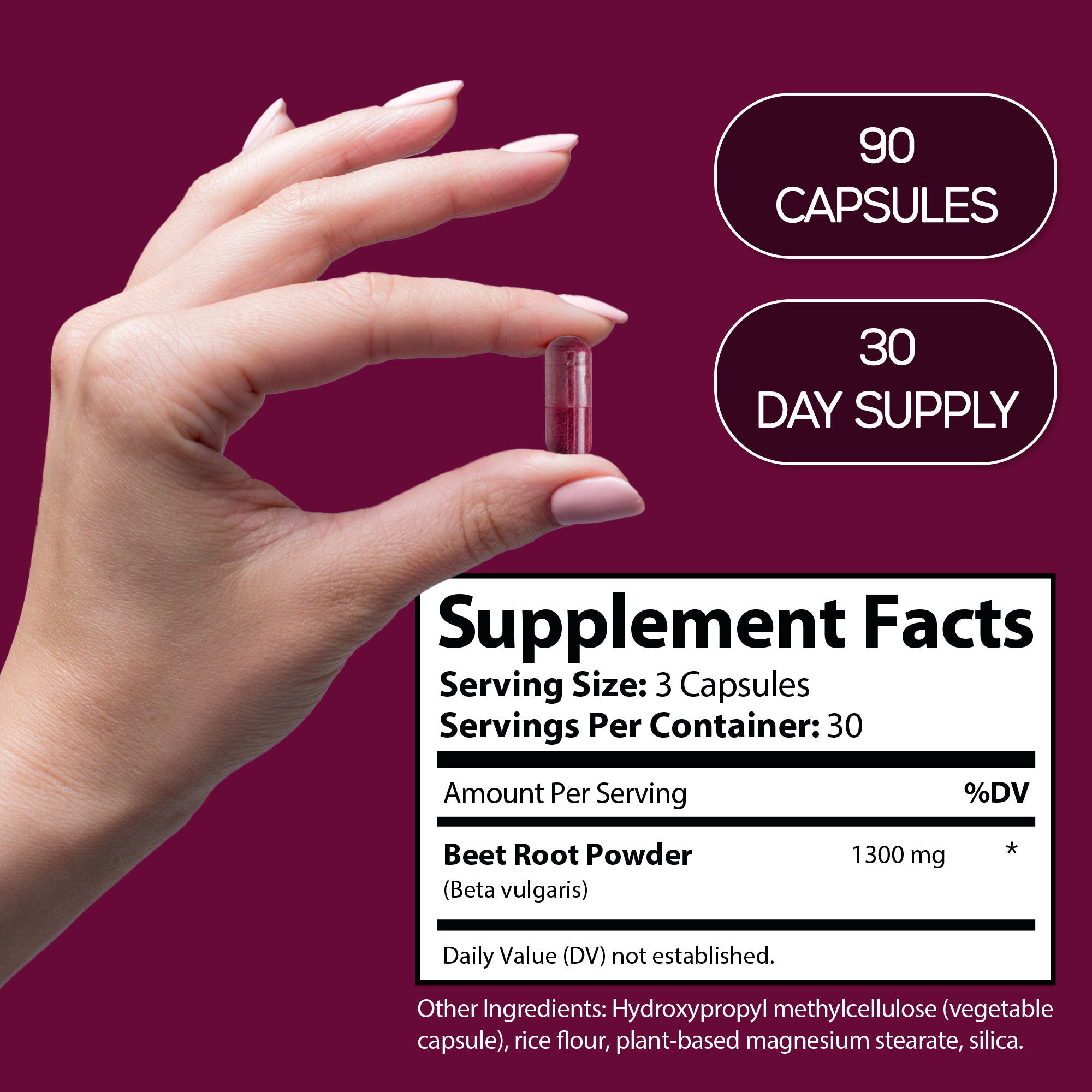 HARMONIFY Beet Root Capsules – 1300mg per Serving – 90 Capsules | 30-Day Supply | Supports Cardiovascular Health, Energy & Mental Clarity | Made in USA