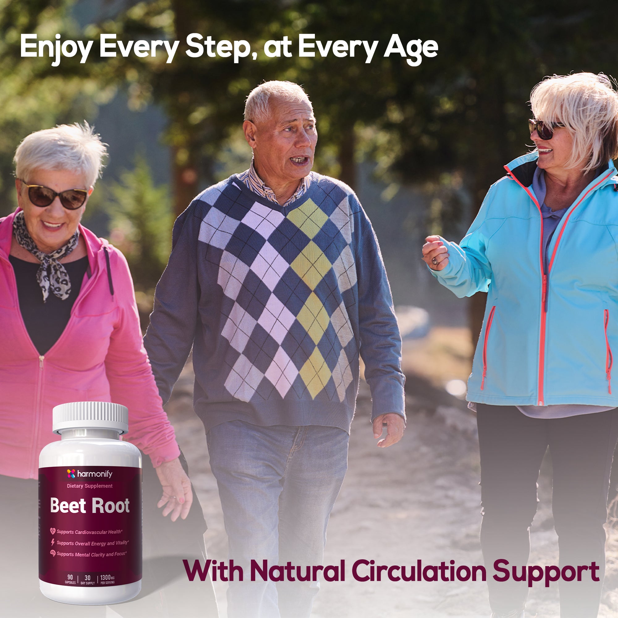 HARMONIFY Beet Root Capsules – 1300mg per Serving – 90 Capsules | 30-Day Supply | Supports Cardiovascular Health, Energy & Mental Clarity | Made in USA