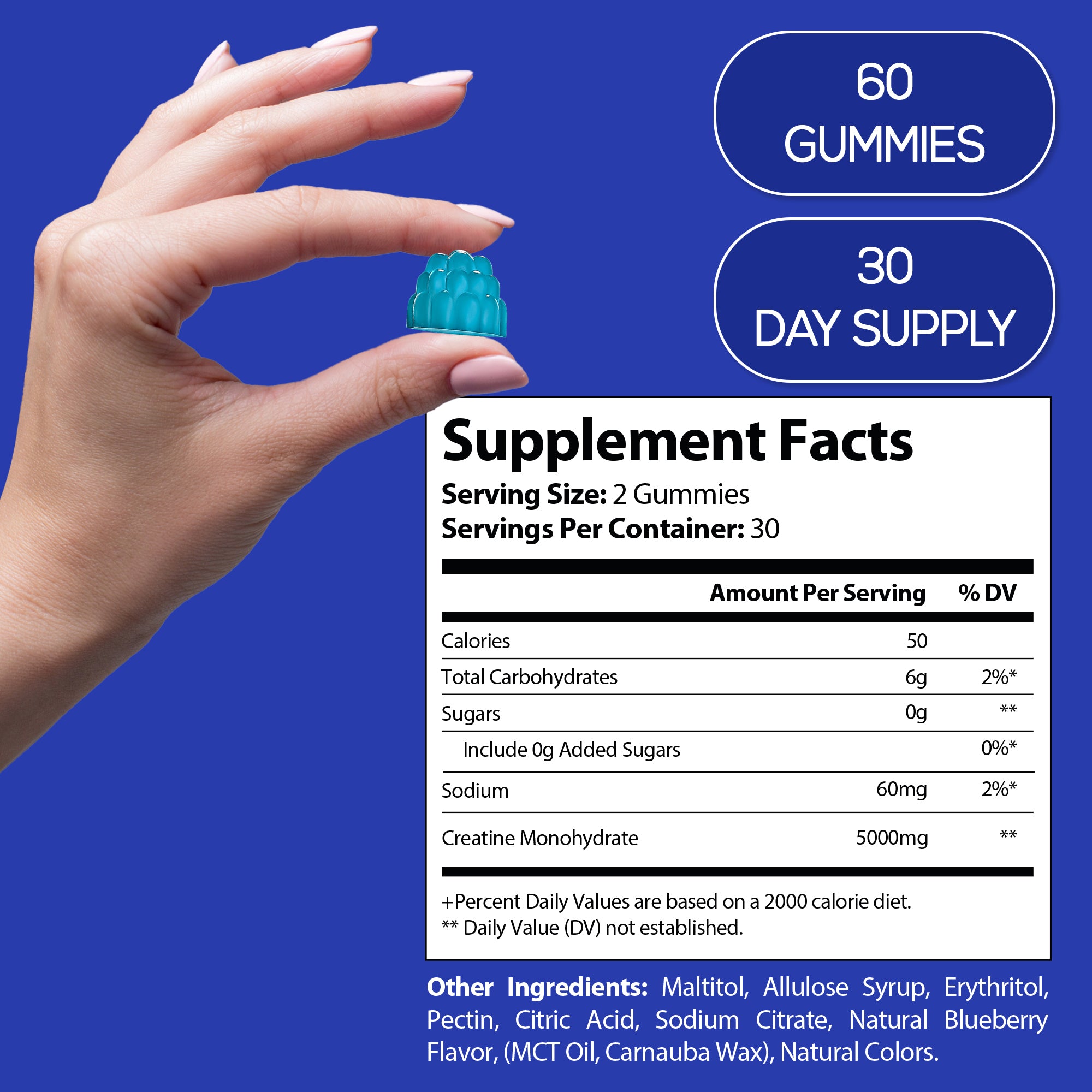 HARMONIFY Creatine Monohydrate Gummies 5000mg – Muscle Growth, Strength & Recovery Support – Vegan, Gluten-Free, Non-GMO – 60 Gummies