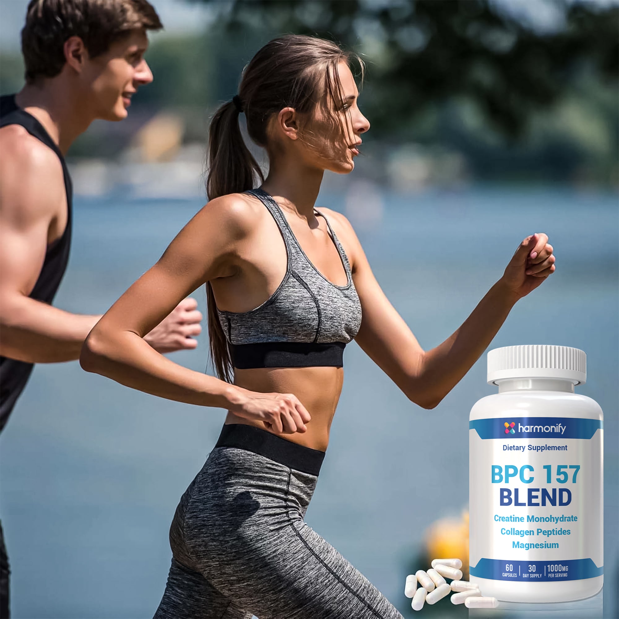 HARMONIFY BPC-157 Blend – with Creatine Monohydrate, Collagen Peptides & Magnesium – 60 Capsules | Muscle Recovery, Joint & Gut Health Support | 1000mg Per Serving | Made in USA