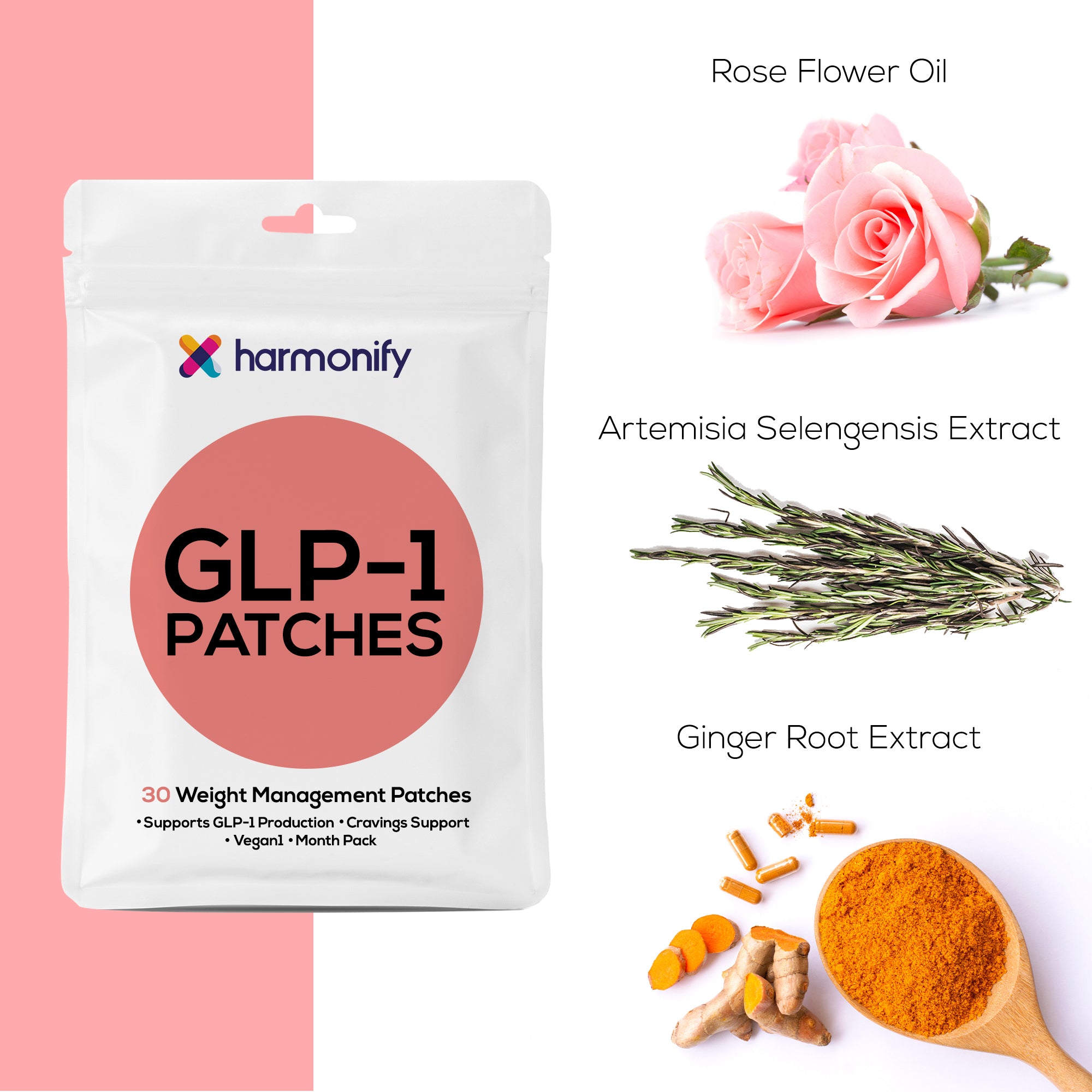 HARMONIFY GLP-1 Wellness Patches with Berberine, Chromium & Botanical Extracts – 30 Patches