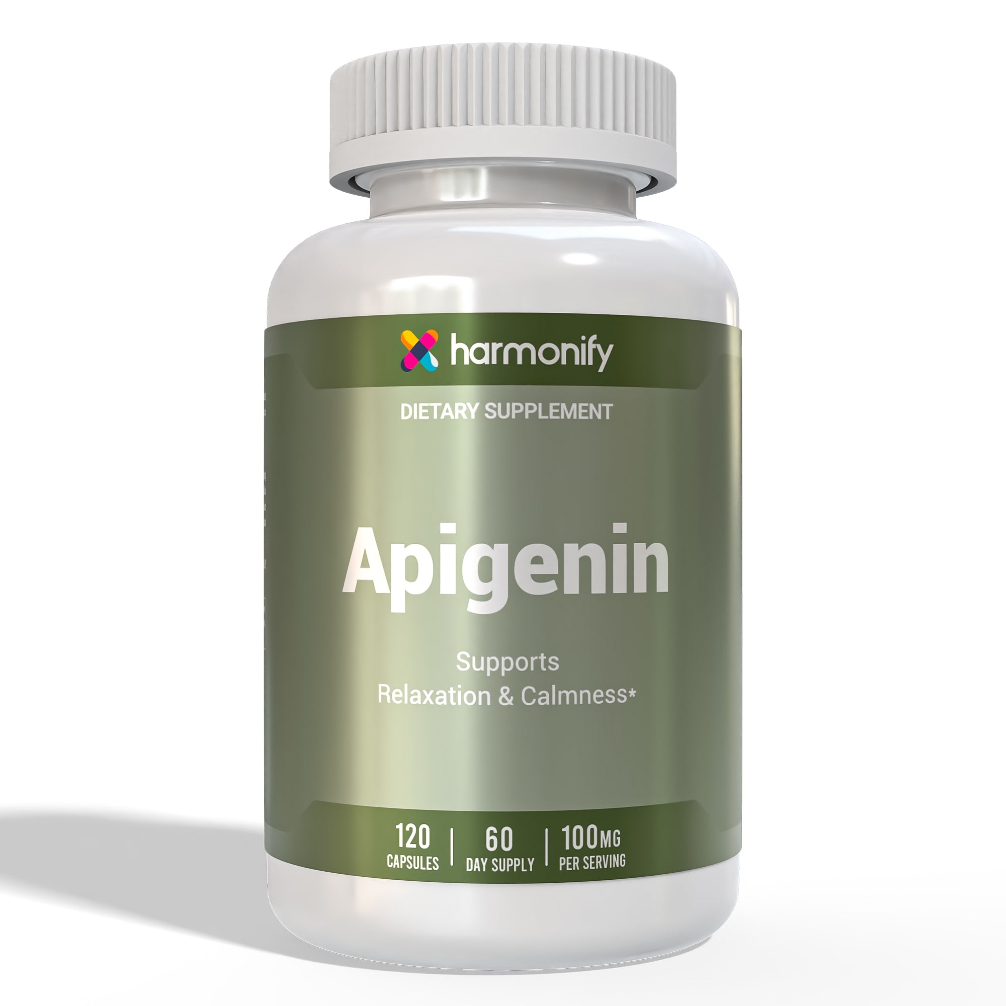Harmonify Apigenin 100mg per Serving – 120 Capsules (60 Day Supply) – Chamomile Derived Apigenin Flavonoid Supplement – Supports Relaxation & Calmness – Non-GMO
