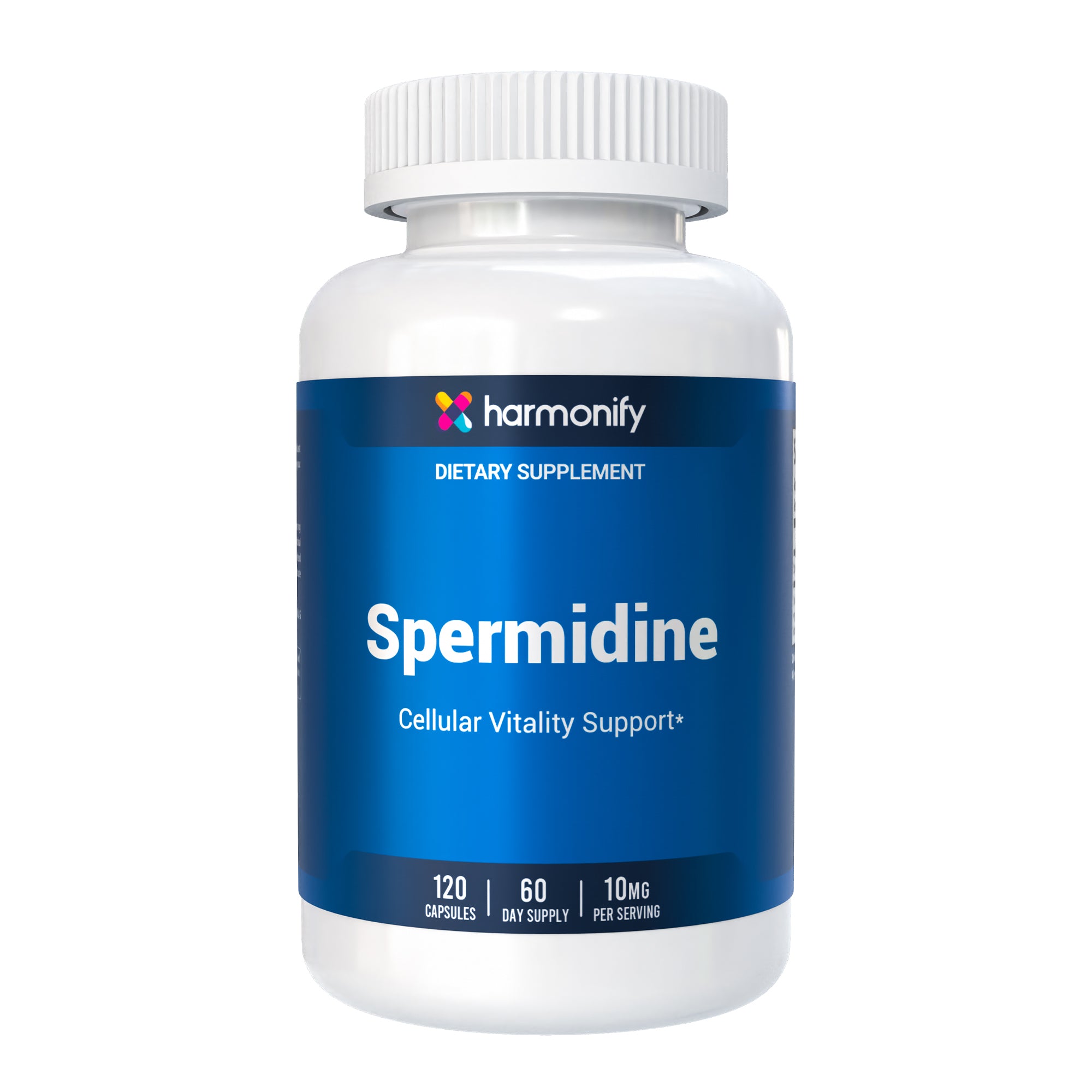 HARMONIFY Spermidine 10mg per Serving – 120 Capsules (60 Day Supply) – Spermidine HCL Supplement – Cellular Vitality Support – Plant-Derived Polyamine – Non-GMO Dietary Supplement