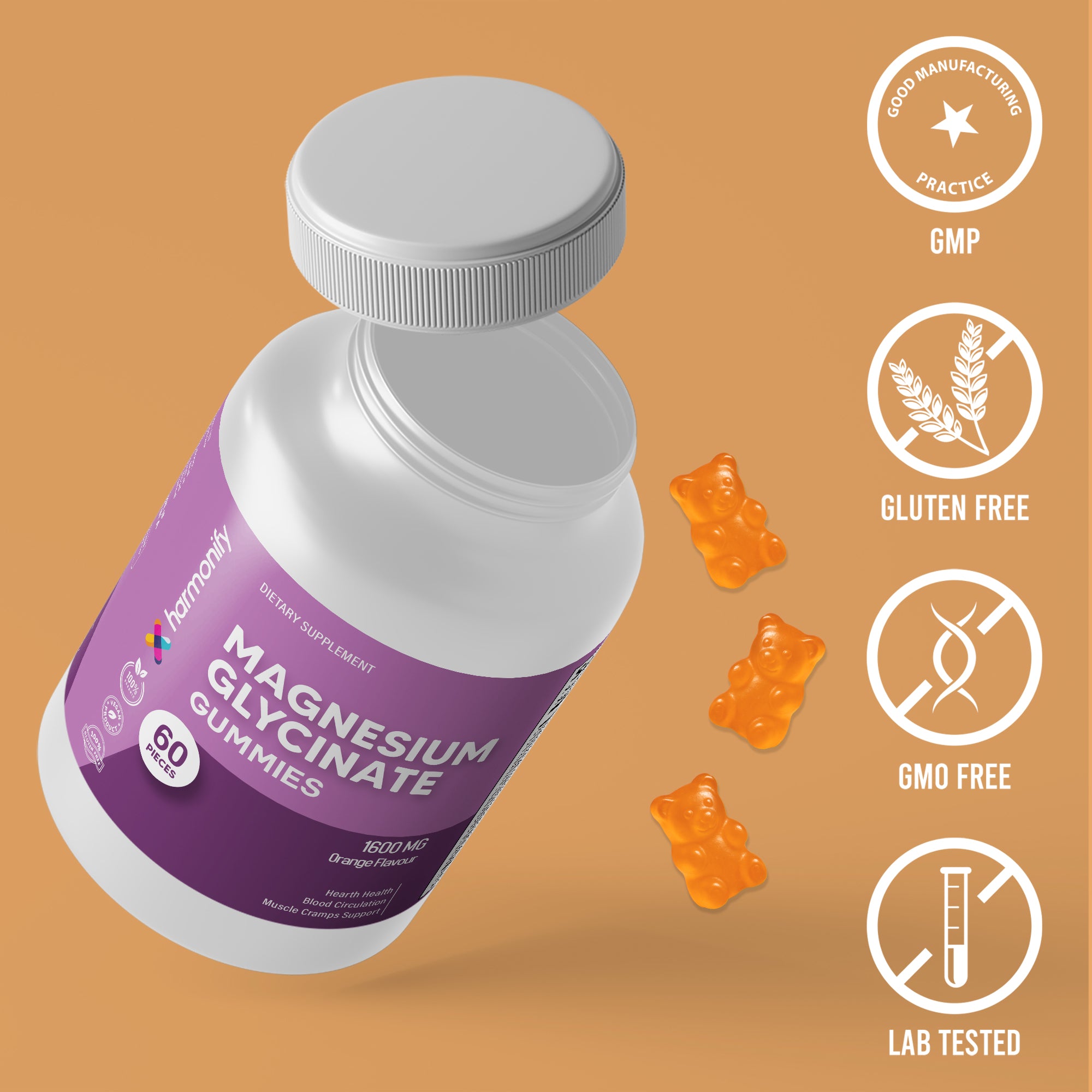 Magnesium Glycinate Gummies 600mg | Advanced Complex with Elemental Magnesium, Calcium 500mg, Vitamin D3, CoQ10 & Black Pepper | 60 Gummies – 30 Day Supply | Supports Muscle, Bone & Relaxation