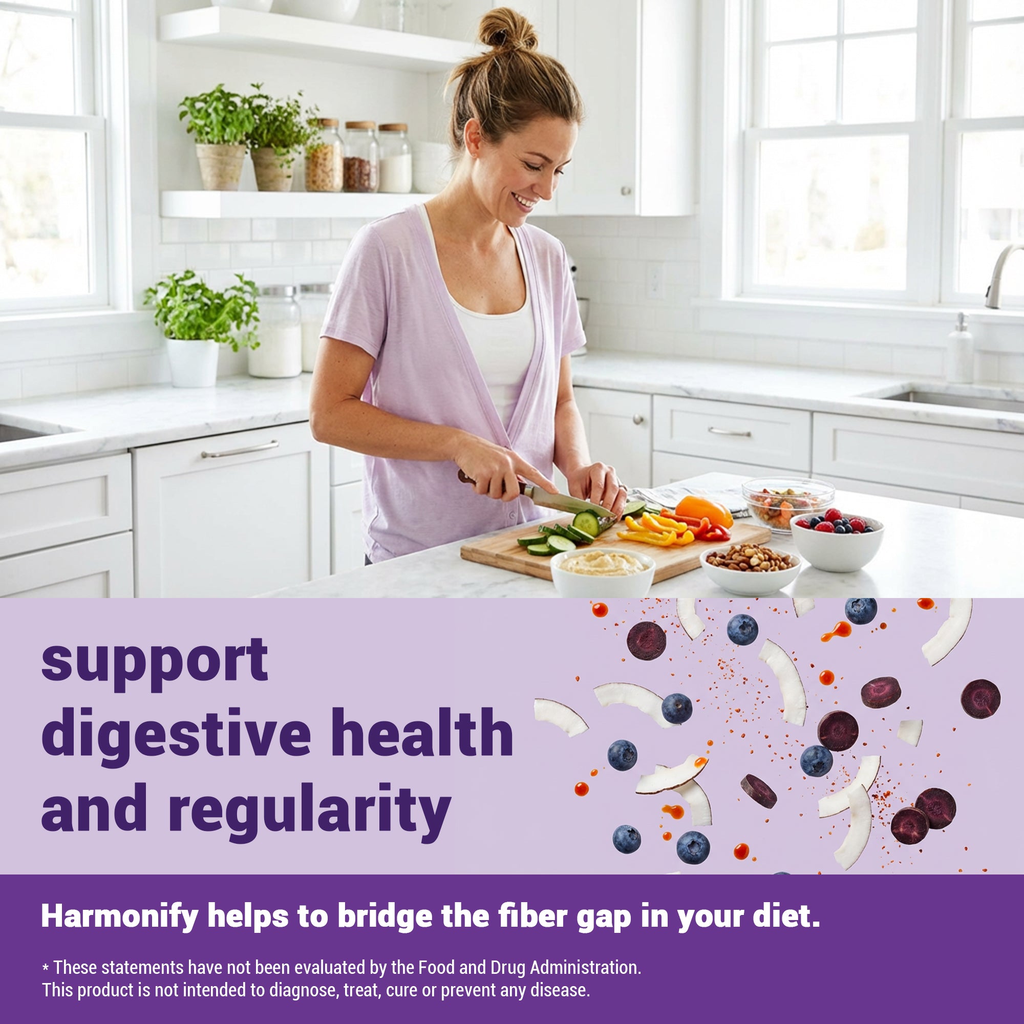 HARMONIFY Fiber Gummies 5g Soluble Fiber Per Serving | Daily Dietary Fiber Supplement for Digestive Health & Gut Support | Low Calorie, Polydextrose Formula | 60 Gummies – 30 Day Supply