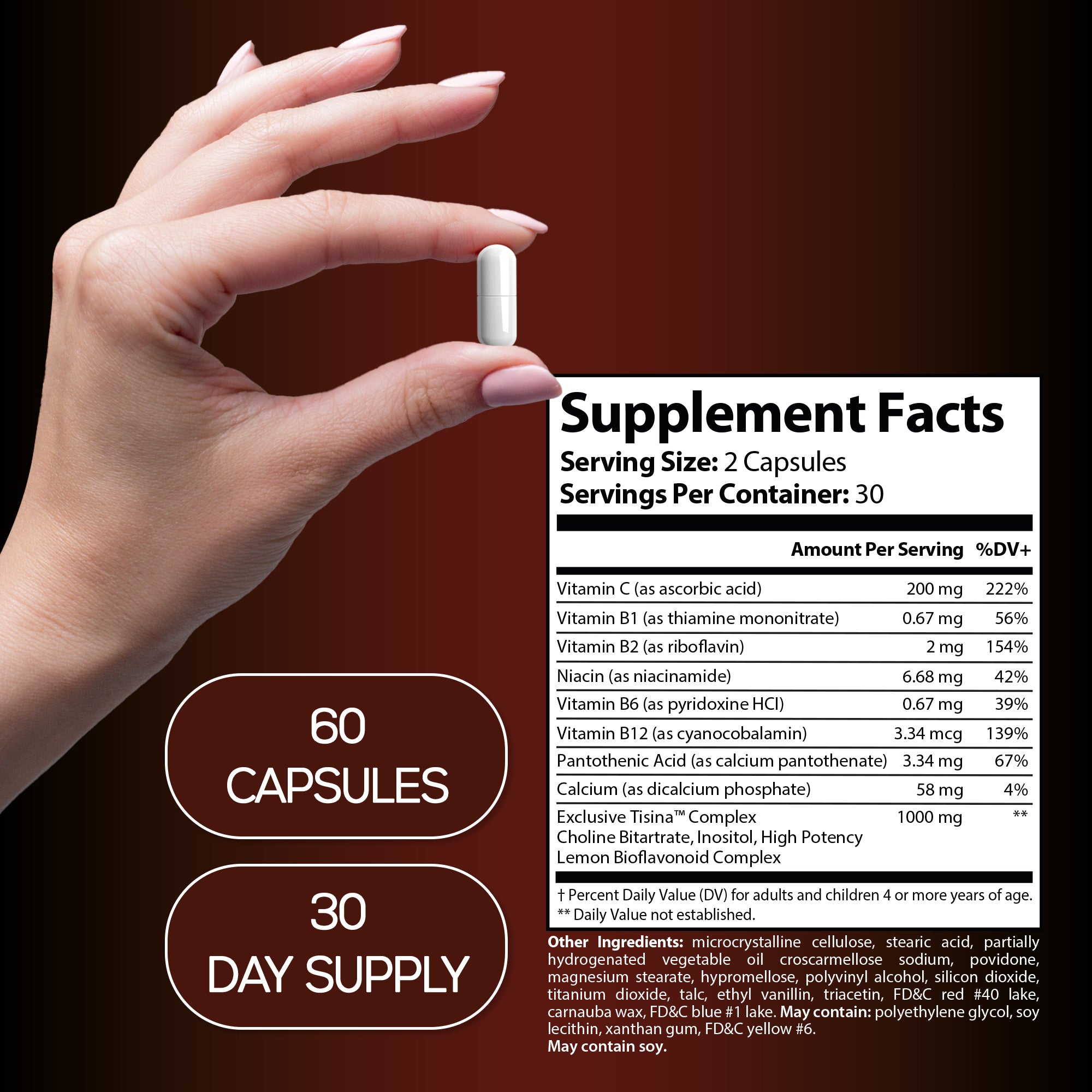 HARMONIFY Tinnitus Relief for Ear Health Support Capsules – Daily Formula with Vitamins & Nutrients – 60 Capsules – 30 Day Supply