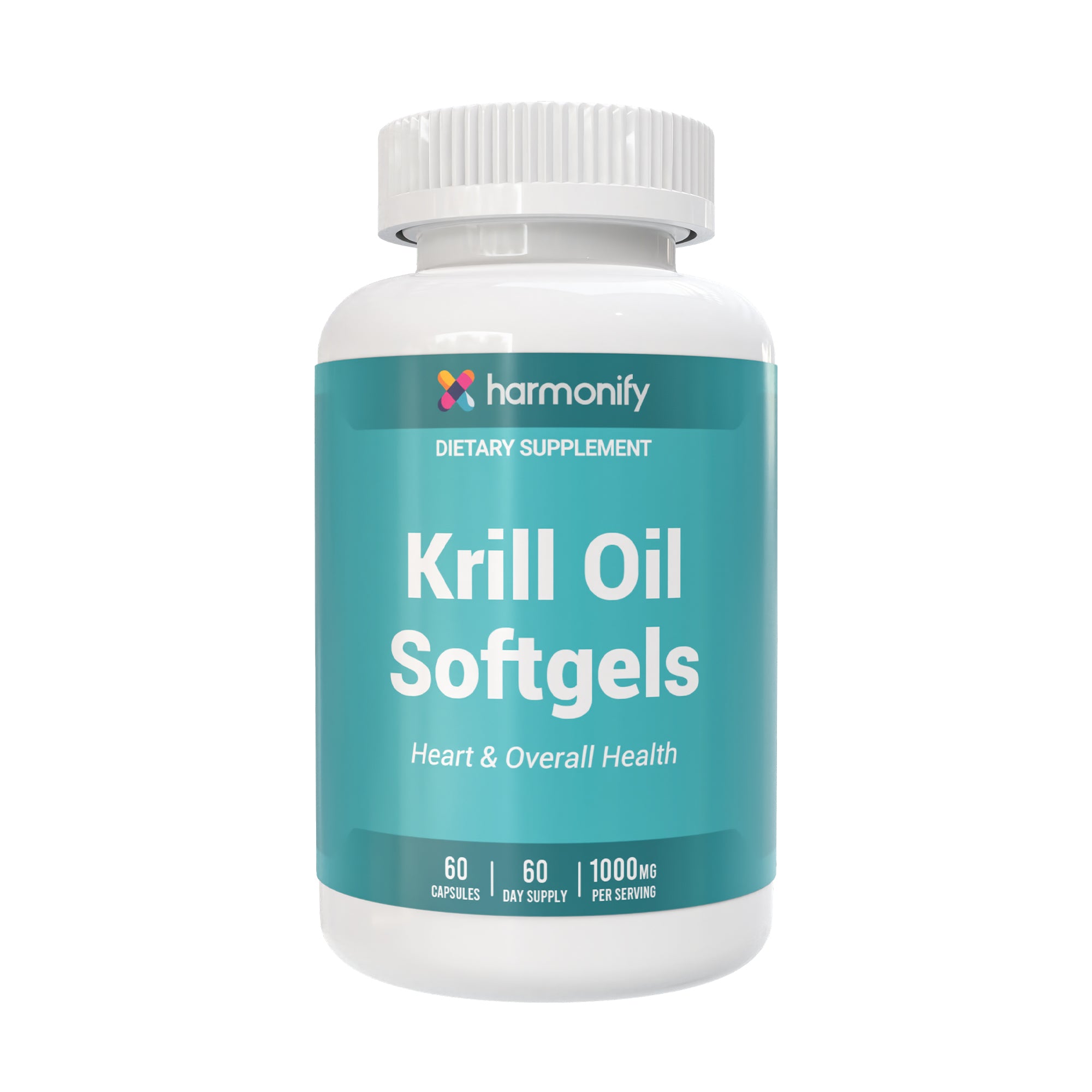 HARMONIFY Krill Oil Softgels 1000mg – Omega-3 Supplement with EPA & DHA – Supports Heart Health & Overall Wellness – 60 Softgels – 60 Day Supply