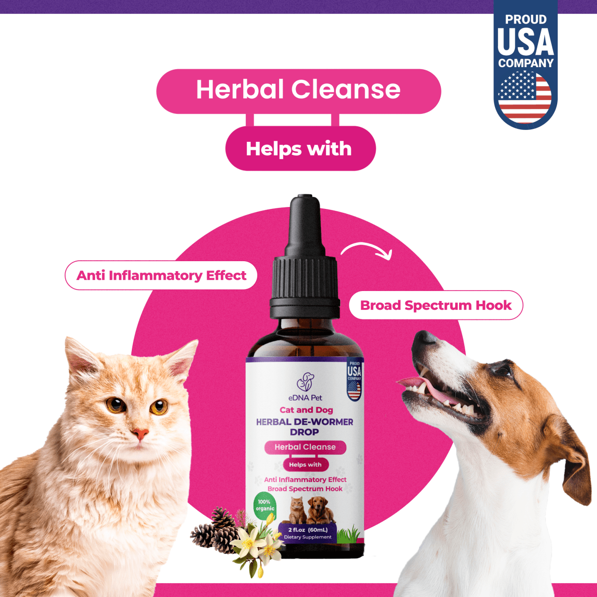 Dewormer Extract Drops for Dogs and Cats, Herbal Supplement by eDNA Pet for Cats & Dogs, 2 Fl. Oz - HARMONIFY - Dewormer Extract Drops for Dogs and Cats, Herbal Supplement by eDNA Pet for Cats & Dogs, 2 Fl. Oz - HARMONIFY - Pet Supplement - 