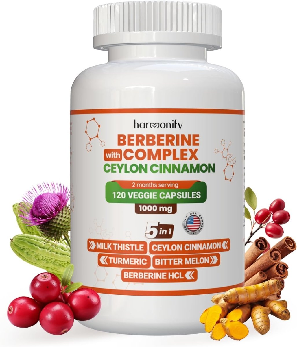 HARMONIFY Berberine with Ceylon Cinnamon, Turmeric, Milk Thistle and Bitter Melon | 1000 mg - HARMONIFY - HARMONIFY Berberine with Ceylon Cinnamon, Turmeric, Milk Thistle and Bitter Melon | 1000 mg - HARMONIFY - HARMONIFY Berberine with Ceylon Cinnamon, Turmeric, Milk Thistle and Bitter Melon | 1000 mg - HARMONIFY - HARMONIFY Berberine with Ceylon Cinnamon, Turmeric, Milk Thistle and Bitter Melon | 1000 mg - HARMONIFY - Supplement - HARMONIFY - Supplement - HARMONIFY - Supplement - 