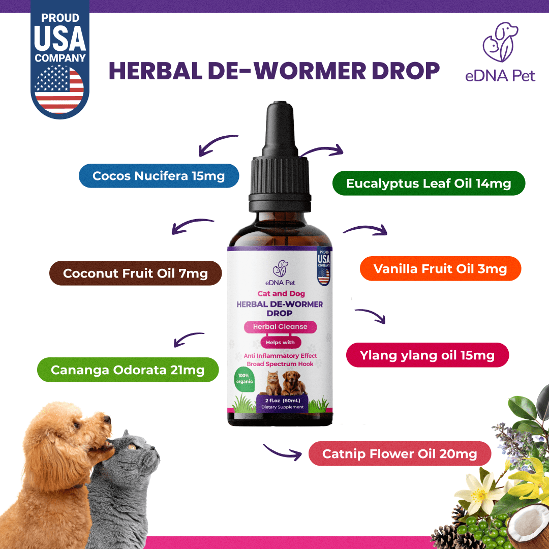 Dewormer Extract Drops for Dogs and Cats, Herbal Supplement by eDNA Pet for Cats & Dogs, 2 Fl. Oz - HARMONIFY - Dewormer Extract Drops for Dogs and Cats, Herbal Supplement by eDNA Pet for Cats & Dogs, 2 Fl. Oz - HARMONIFY - Pet Supplement - 