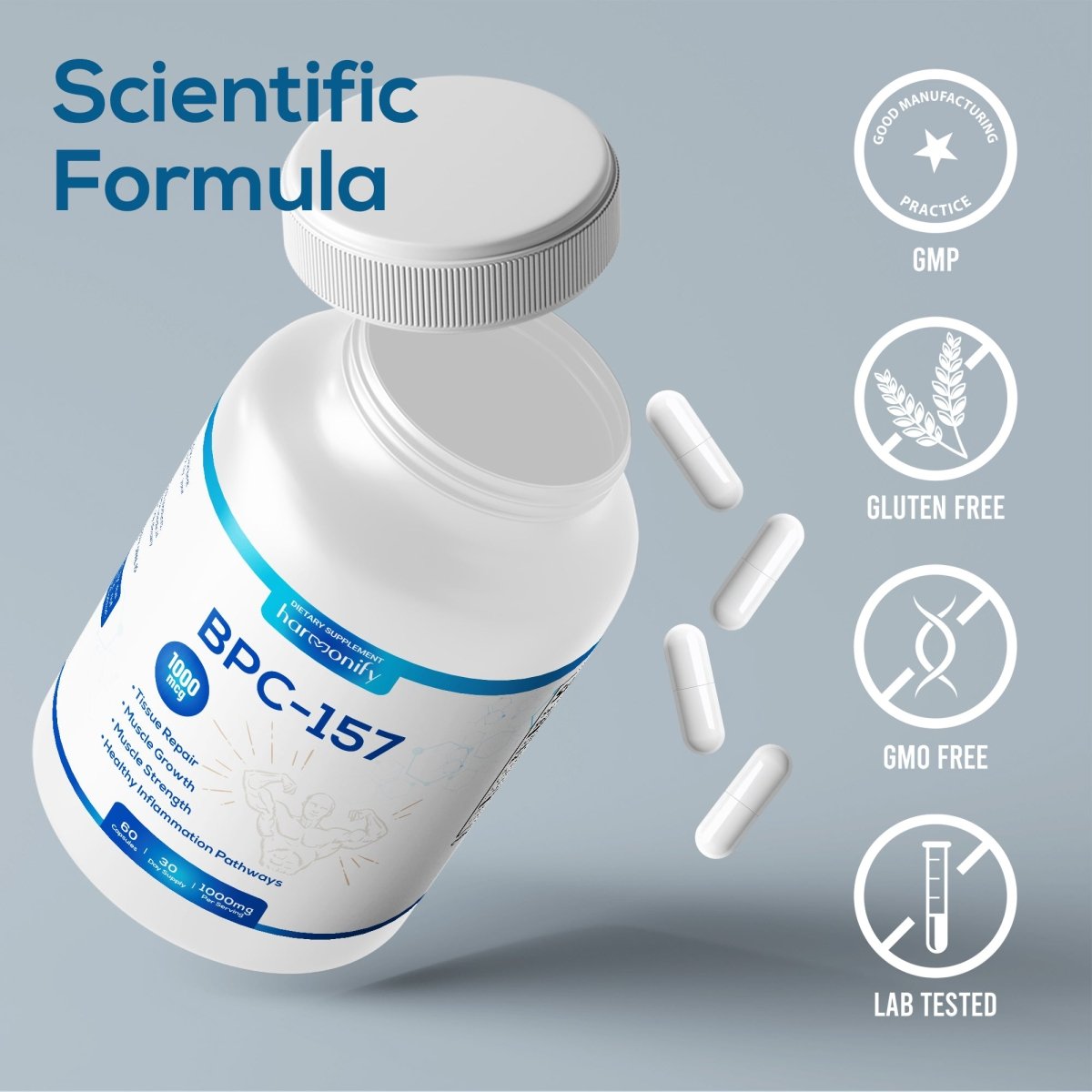 BPC 157 Peptide Capsules, High Potency BPC - 157, New Protective Compound for Muscle & Workout Recovery for Faster Recovery & Gut Healing, Gluten Free Supplement, 60 Capsules - HARMONIFY - BPC 157 Peptide Capsules, High Potency BPC - 157, New Protective Compound for Muscle & Workout Recovery for Faster Recovery & Gut Healing, Gluten Free Supplement, 60 Capsules - HARMONIFY - BPC 157 Peptide Capsules, High Potency BPC - 157, New Protective Compound for Muscle & Workout Recovery for Faster Recover