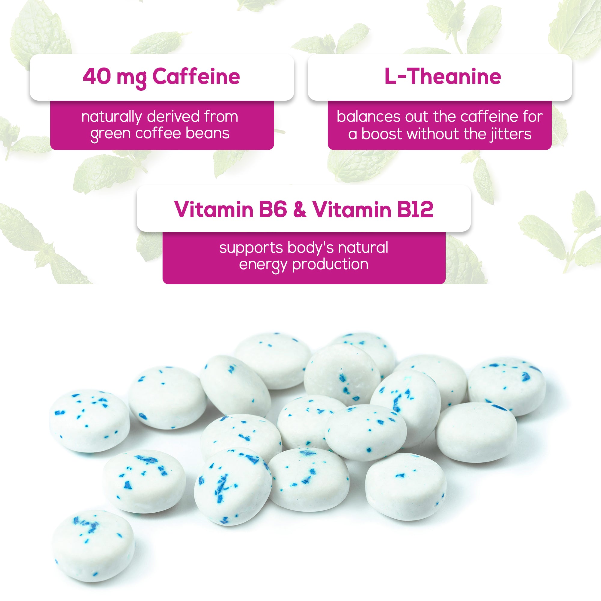 HARMONIFY Energy & Focus Gum (54 Pieces) – Sugar-Free with L-Theanine, Natural Caffeine, and Vitamins B12 & B6 – Focus & Mental Clarity – Keto & Vegan, Peppermint Flavor