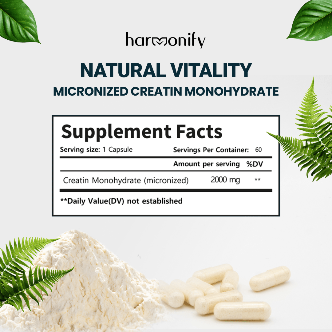 HARMONIFY Creatine Monohydrate, Amino Acid Powder 2000 mg - HARMONIFY - HARMONIFY Creatine Monohydrate, Amino Acid Powder 2000 mg - HARMONIFY - HARMONIFY Creatine Monohydrate, Amino Acid Powder 2000 mg - 012 - HRF - CreatineMonohdyrateCapsule - HARMONIFY - Supplement - 850056258319 - 012 - HRF - CreatineMonohdyrateCapsule - HARMONIFY - Supplement - 850056258319