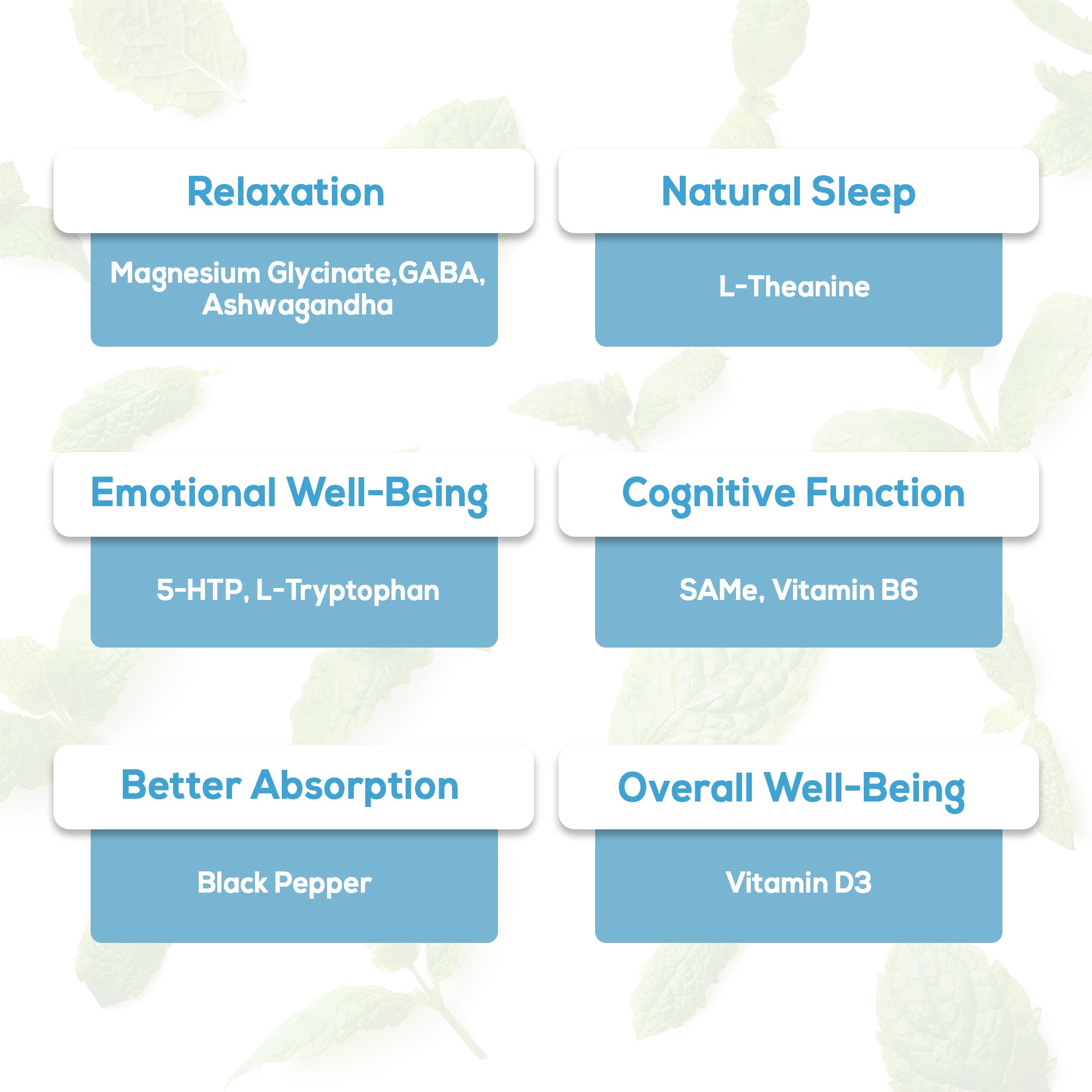 GABA L-Theanine Supplements with Magnesium Glycinate, Ashwagandha, Same, 5-HTP and L-Tryptophan, 12 in 1 Supplements, 120 Capsules, 2000 mg