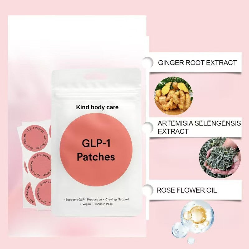 HARMONIFY GLP-1 Patches with L-Glutamine Berberine Chromium Pomegranate Cinnamon Ginger Root Artemisia Selengensis & Rose Flower Oil - 1 Pack 30 Patches - Leaf