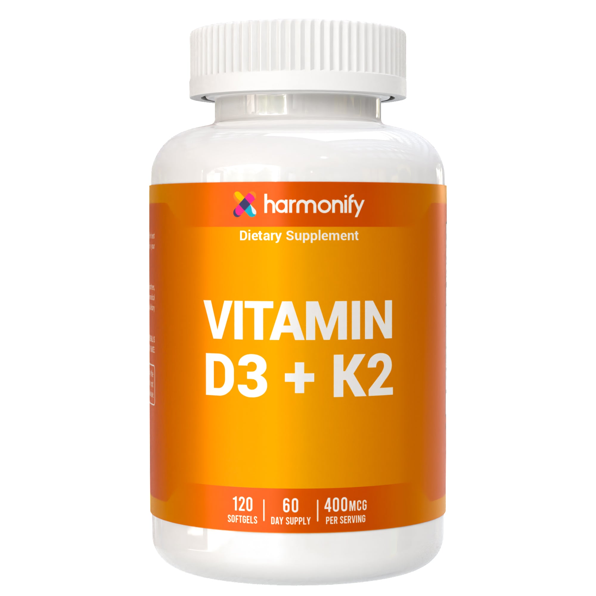 HARMONIFY Vitamin D3 K2 400 mcg | 120 Softgels |  Bone & Heart Support