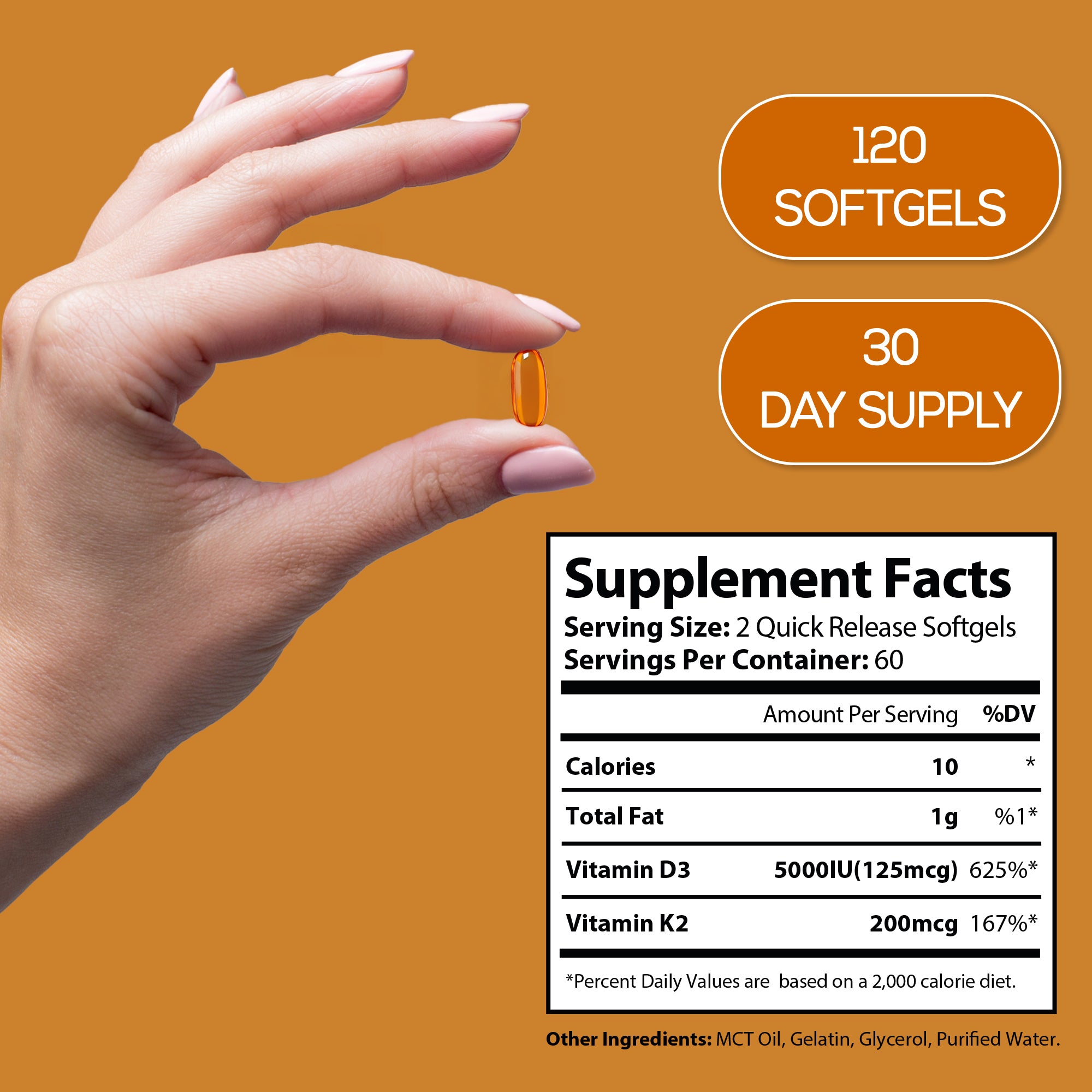 HARMONIFY Vitamin D3 K2 400 mcg | 120 Softgels |  Bone & Heart Support