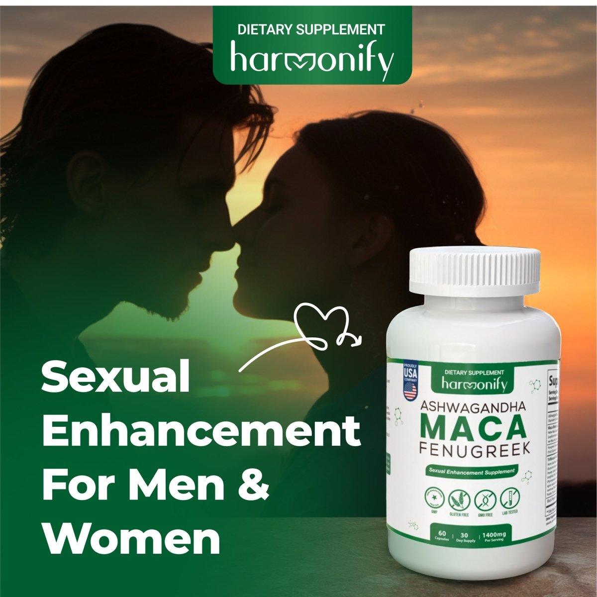 Maca & Fenugreek Sexual Enhancement Supplement - HARMONIFY - Maca & Fenugreek Sexual Enhancement Supplement - 027 - HRF - MacaBlendSupplement - HARMONIFY - Supplement - 850056258753