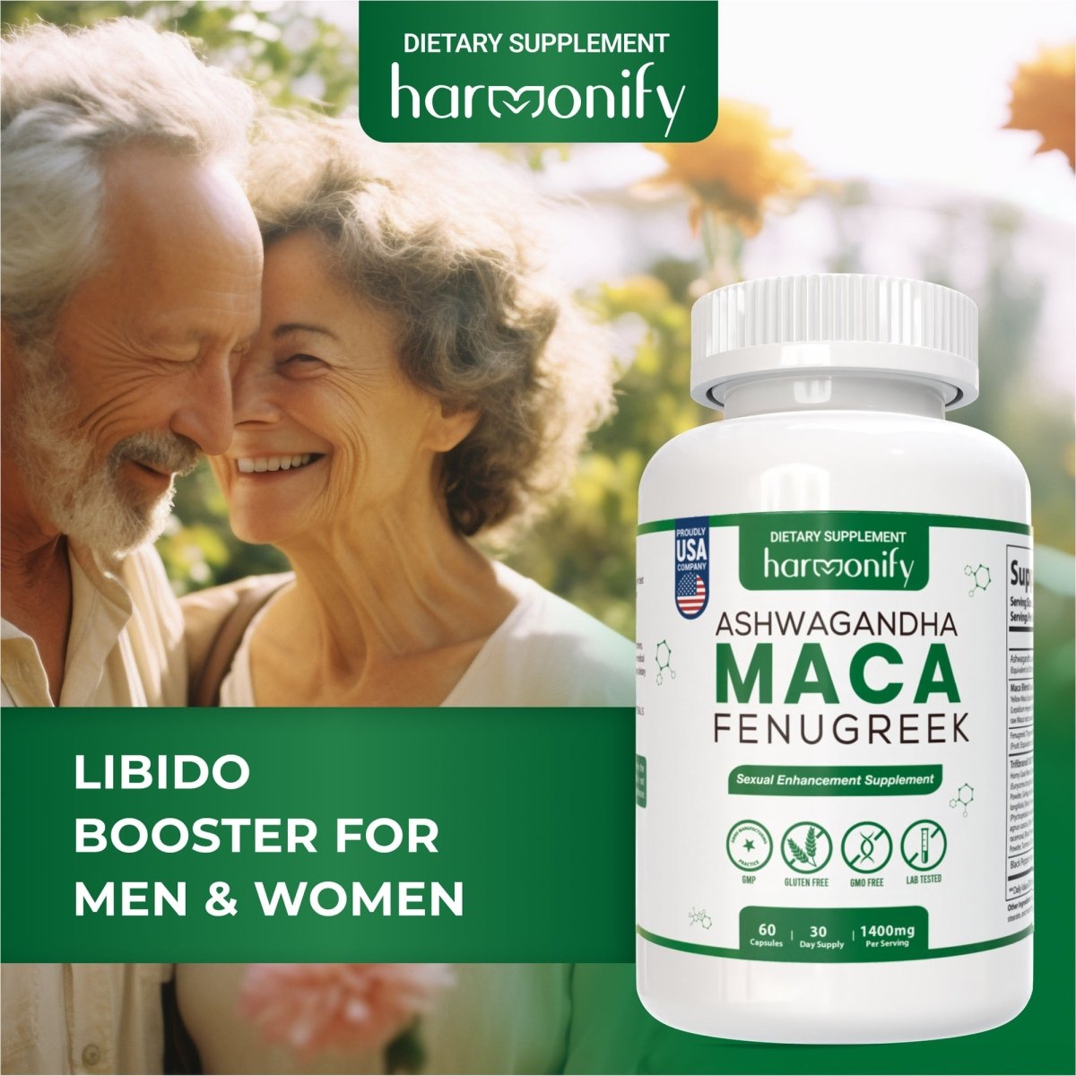 Maca & Fenugreek Sexual Enhancement Supplement - HARMONIFY - Maca & Fenugreek Sexual Enhancement Supplement - 027 - HRF - MacaBlendSupplement - HARMONIFY - Supplement - 850056258753
