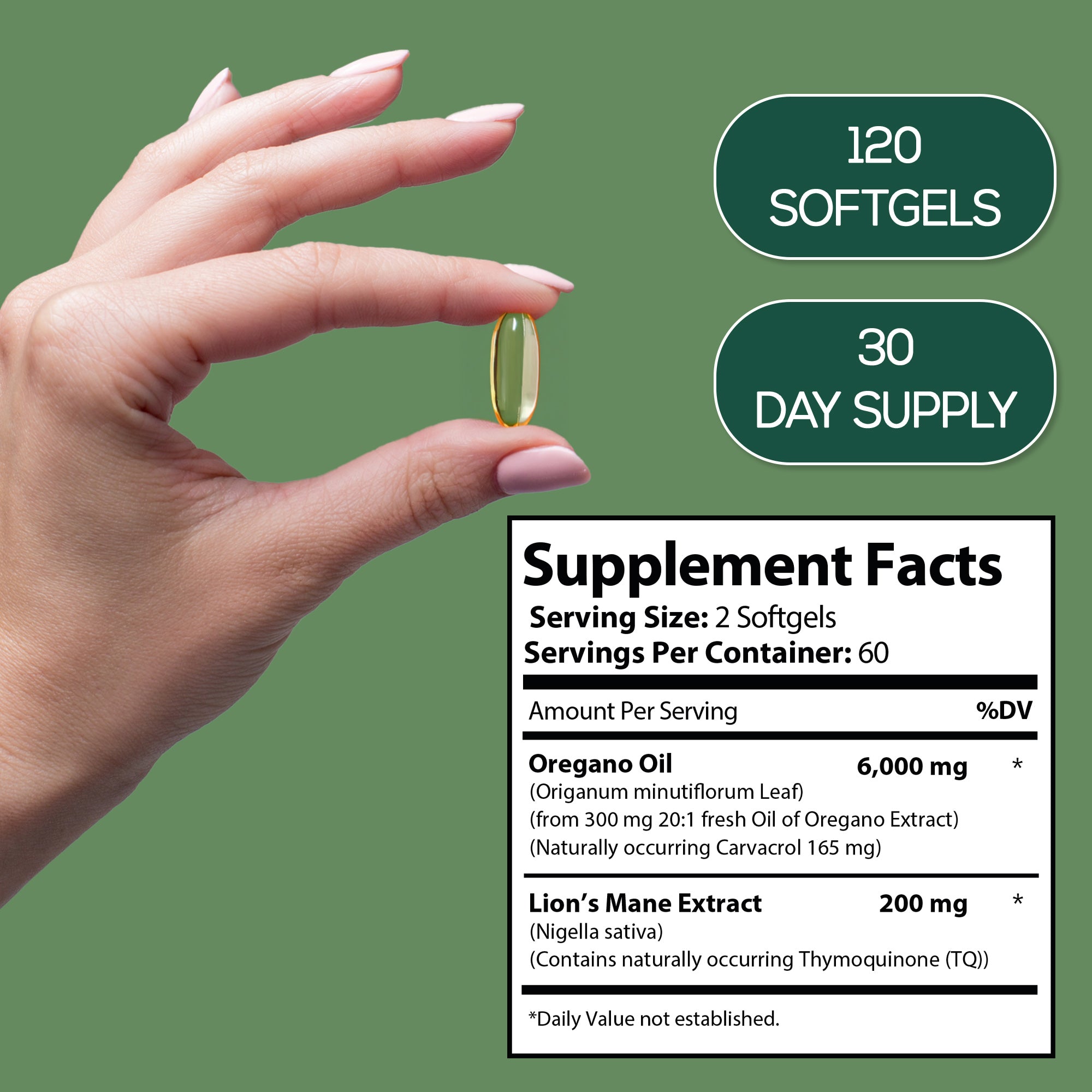 HARMONIFY Oil of Oregano with Black Seed Oil Supplement 120 Softgels, 60 Day Supply