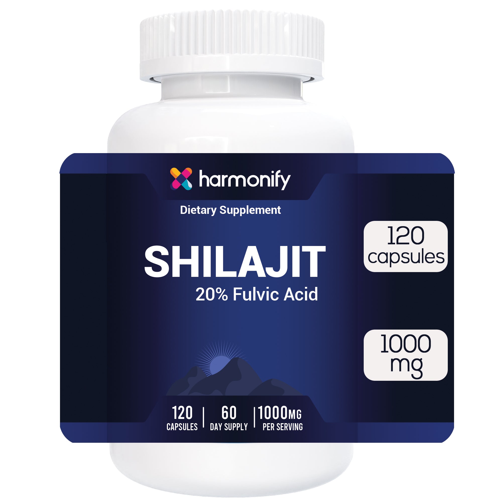 HARMONIFY Shilajit Capsules – 1000mg with 20% Fulvic Acid – 120 Cnt