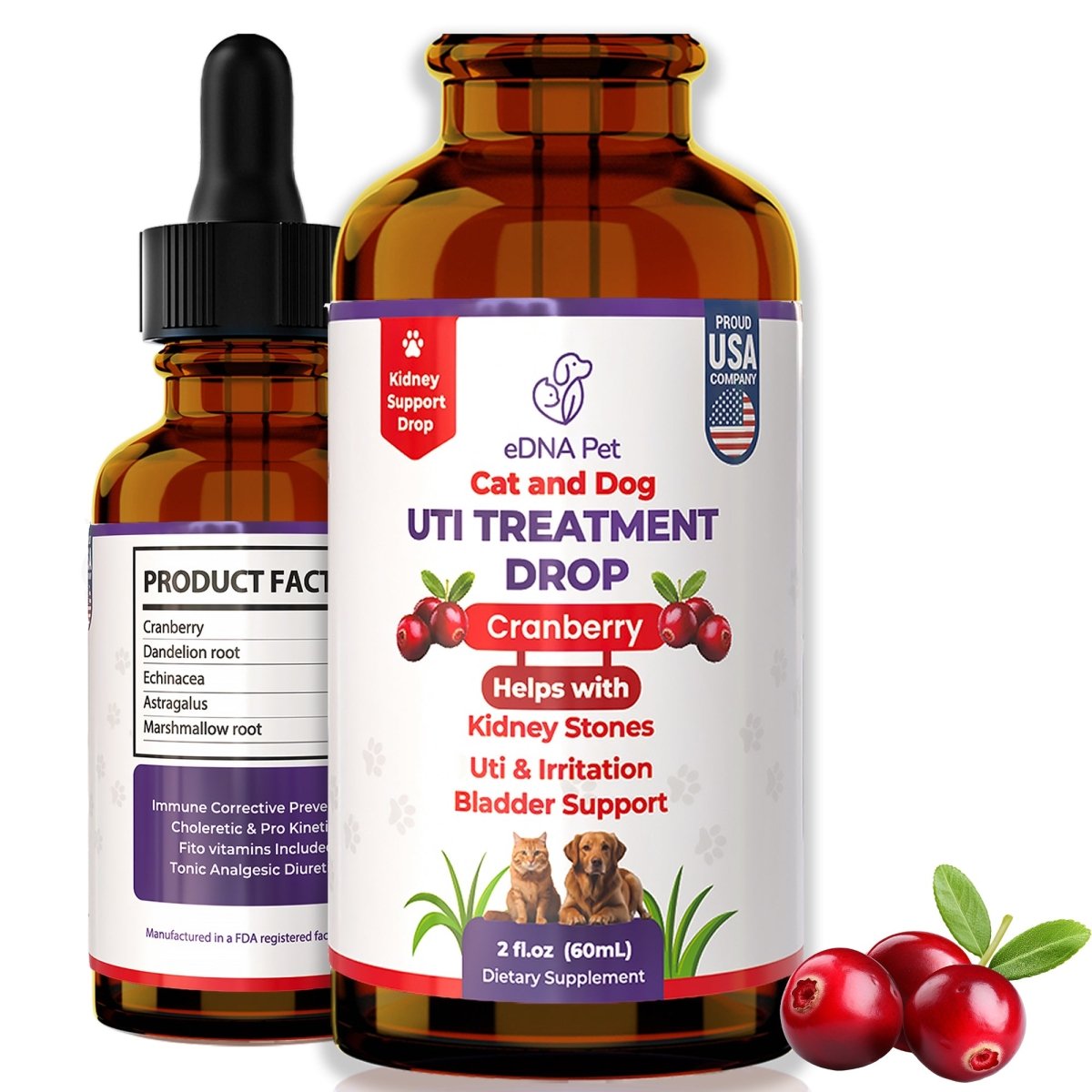 Dog UTI Treatment | Urinary Tract Infection Drops for Cats & Dogs | Cat UTI Remedy | Cranberry Supplement | Kidney Health Support, 2 Fl.Oz - HARMONIFY - Dog UTI Treatment | Urinary Tract Infection Drops for Cats & Dogs | Cat UTI Remedy | Cranberry Supplement | Kidney Health Support, 2 Fl.Oz - HARMONIFY - Pet Supplement - 