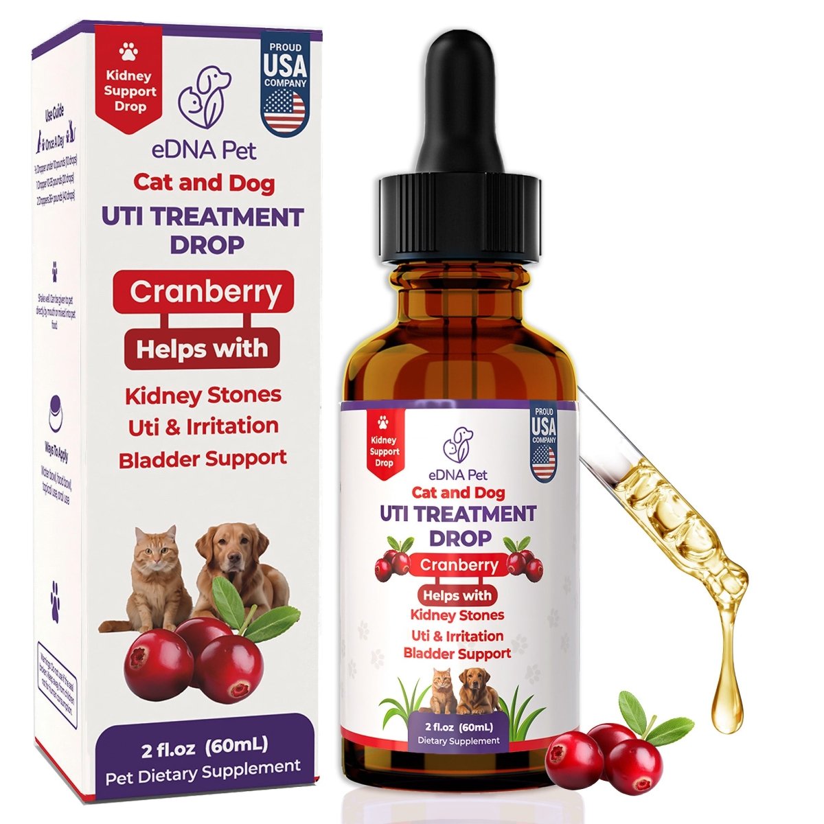Dog UTI Treatment | Urinary Tract Infection Drops for Cats & Dogs | Cat UTI Remedy | Cranberry Supplement | Kidney Health Support, 2 Fl.Oz - HARMONIFY - Dog UTI Treatment | Urinary Tract Infection Drops for Cats & Dogs | Cat UTI Remedy | Cranberry Supplement | Kidney Health Support, 2 Fl.Oz - HARMONIFY - Pet Supplement - 