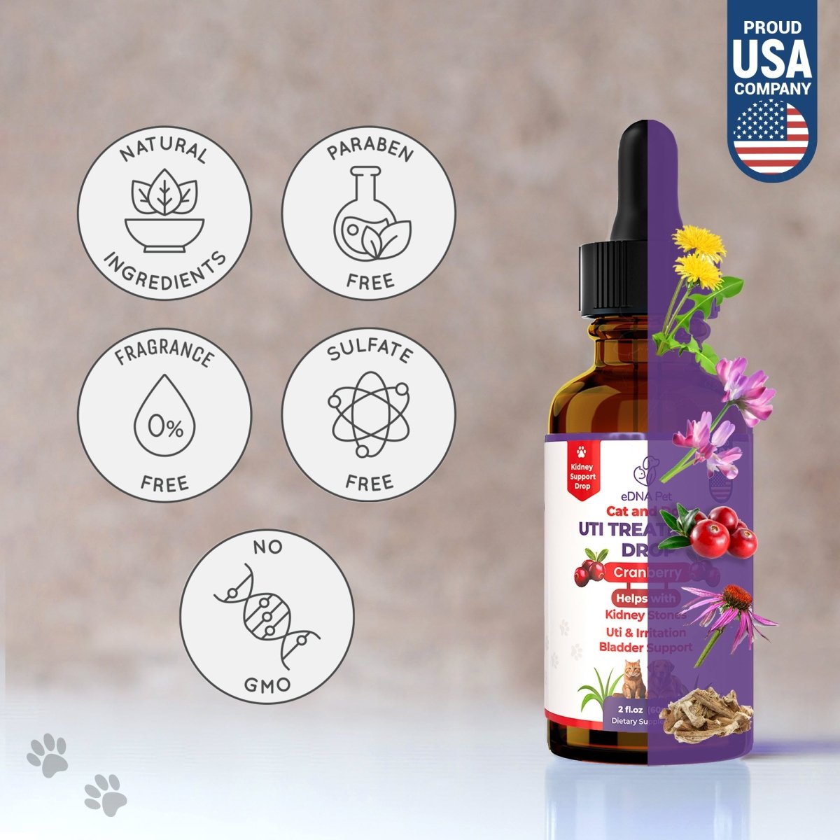 Dog UTI Treatment | Urinary Tract Infection Drops for Cats & Dogs | Cat UTI Remedy | Cranberry Supplement | Kidney Health Support, 2 Fl.Oz - HARMONIFY - Dog UTI Treatment | Urinary Tract Infection Drops for Cats & Dogs | Cat UTI Remedy | Cranberry Supplement | Kidney Health Support, 2 Fl.Oz - HARMONIFY - Pet Supplement - 