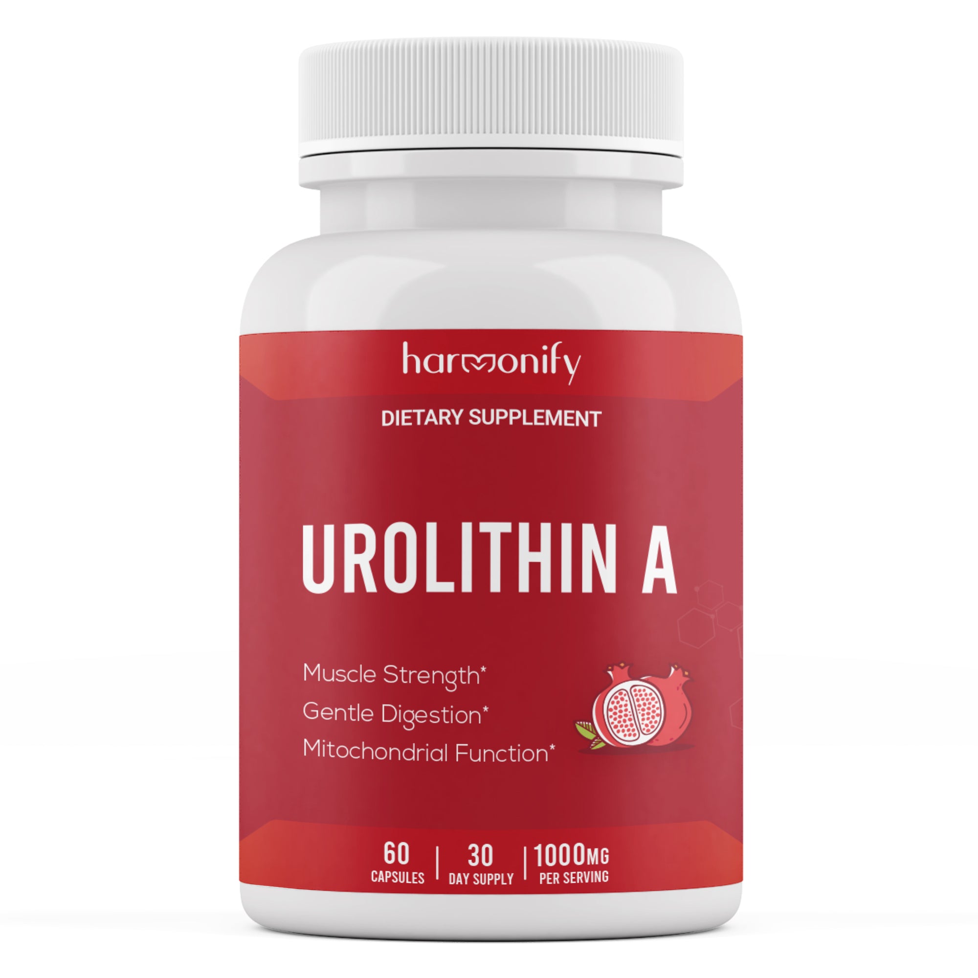 HARMONIFY Urolithin A Pro Capsules, 1000 mg, Pomegranate Extract, 60 Vegan Capsules, Non-GMO, Gluten-Free
