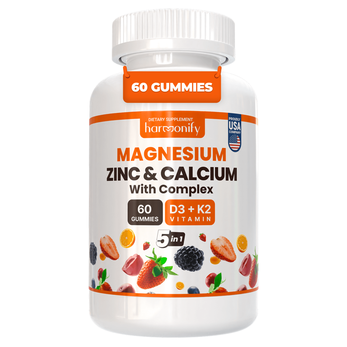 HARMONIFY Magnesium Calcium Zinc with Vitamin D3 & K2 Gummies, 30 Days Serving - HARMONIFY - HARMONIFY Magnesium Calcium Zinc with Vitamin D3 & K2 Gummies, 30 Days Serving - 021 - HRF - Magnesium&Calc&ZincK2D3 - HARMONIFY - Supplement - 850056258630