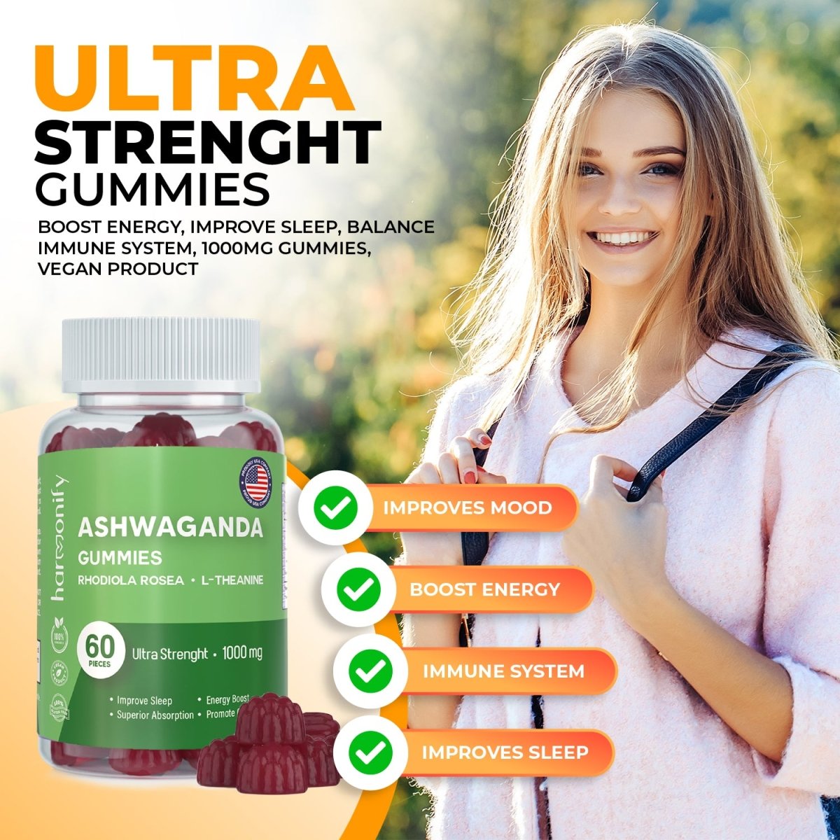 HARMONIFY Ashwagandha & KSM - 66 Gummies with Mixed Rosea and L Theanine, 1000 mg - HARMONIFY - HARMONIFY Ashwagandha & KSM - 66 Gummies with Mixed Rosea and L Theanine, 1000 mg - HARMONIFY - HARMONIFY Ashwagandha & KSM - 66 Gummies with Mixed Rosea and L Theanine, 1000 mg - HARMONIFY - Ashwagandha Gummy Mixed Rosea, Stress Management KSM - 66 with L Theanine, Vegan Plant Based, Non - GMO, Relax and Restore 1000 mg - HARMONIFY - Ashwagandha Gummy Mixed Rosea, Stress Management KSM - 66 with L Th