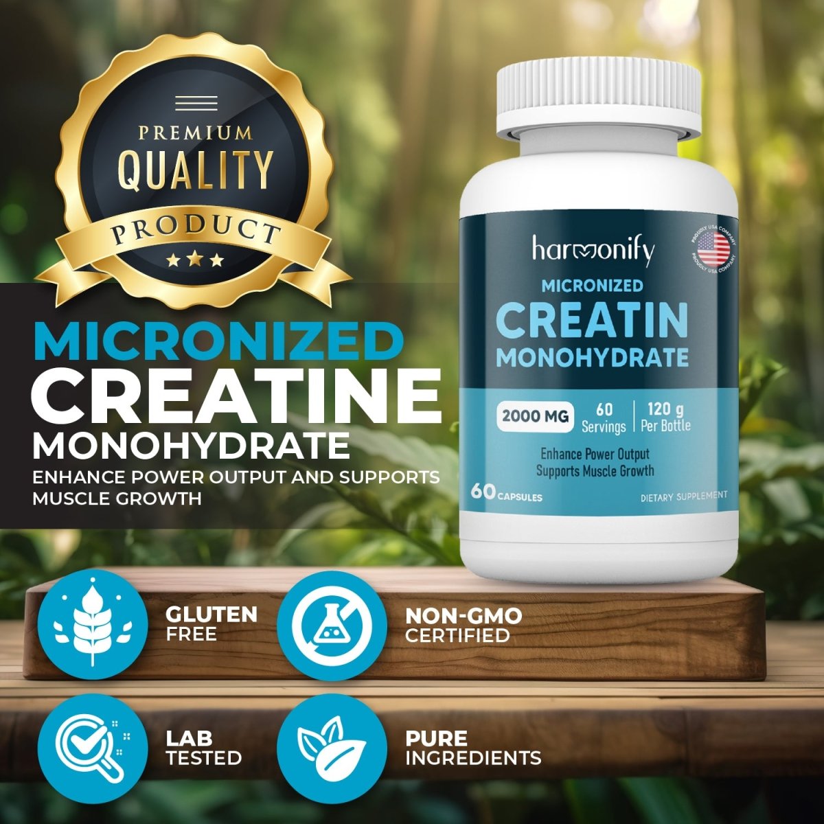 HARMONIFY Creatine Monohydrate, Amino Acid Powder 2000 mg - HARMONIFY - HARMONIFY Creatine Monohydrate, Amino Acid Powder 2000 mg - HARMONIFY - HARMONIFY Creatine Monohydrate, Amino Acid Powder 2000 mg - 012 - HRF - CreatineMonohdyrateCapsule - HARMONIFY - Supplement - 850056258319 - 012 - HRF - CreatineMonohdyrateCapsule - HARMONIFY - Supplement - 850056258319