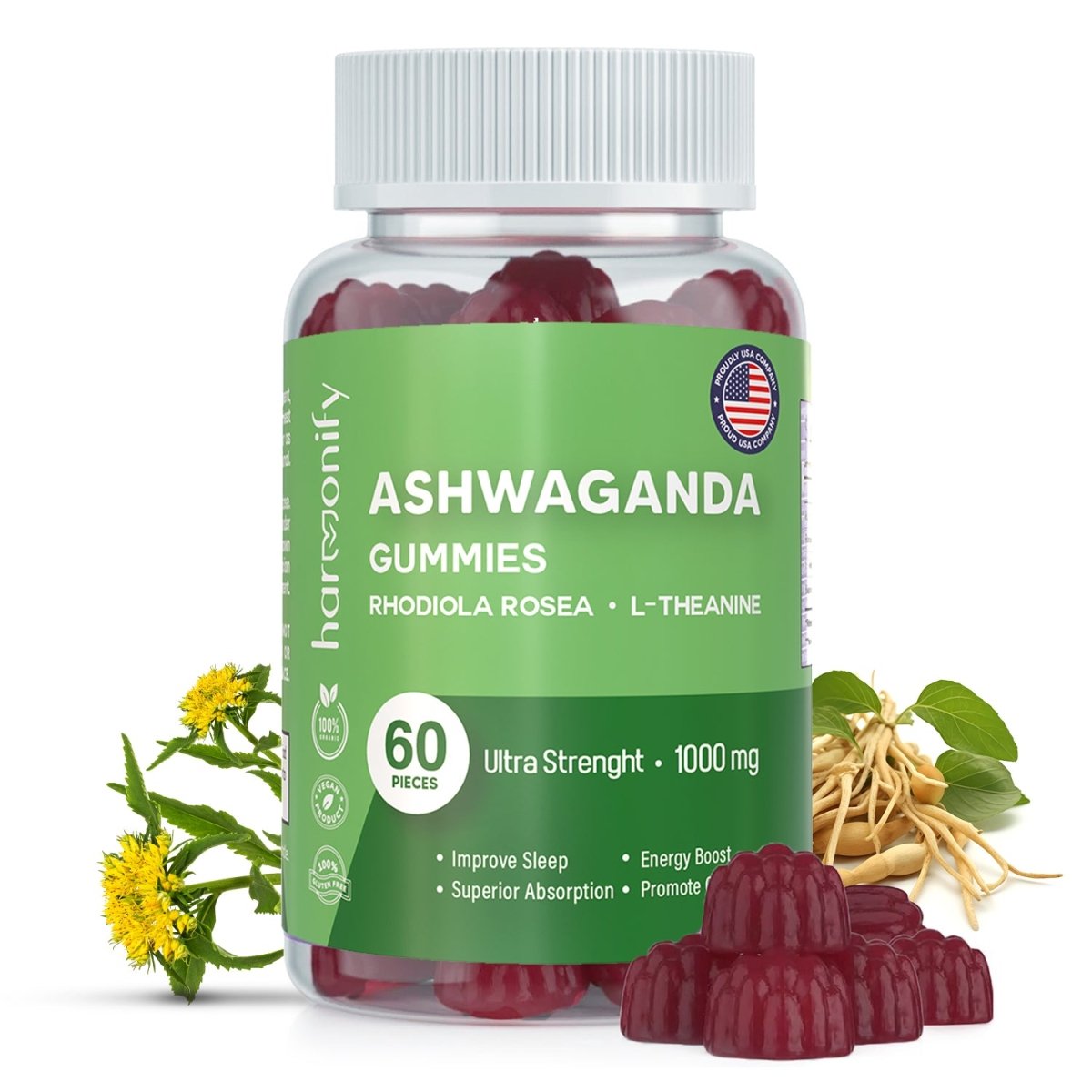HARMONIFY Ashwagandha & KSM - 66 Gummies with Mixed Rosea and L Theanine, 1000 mg - HARMONIFY - HARMONIFY Ashwagandha & KSM - 66 Gummies with Mixed Rosea and L Theanine, 1000 mg - HARMONIFY - HARMONIFY Ashwagandha & KSM - 66 Gummies with Mixed Rosea and L Theanine, 1000 mg - HARMONIFY - Ashwagandha Gummy Mixed Rosea, Stress Management KSM - 66 with L Theanine, Vegan Plant Based, Non - GMO, Relax and Restore 1000 mg - HARMONIFY - Ashwagandha Gummy Mixed Rosea, Stress Management KSM - 66 with L Th