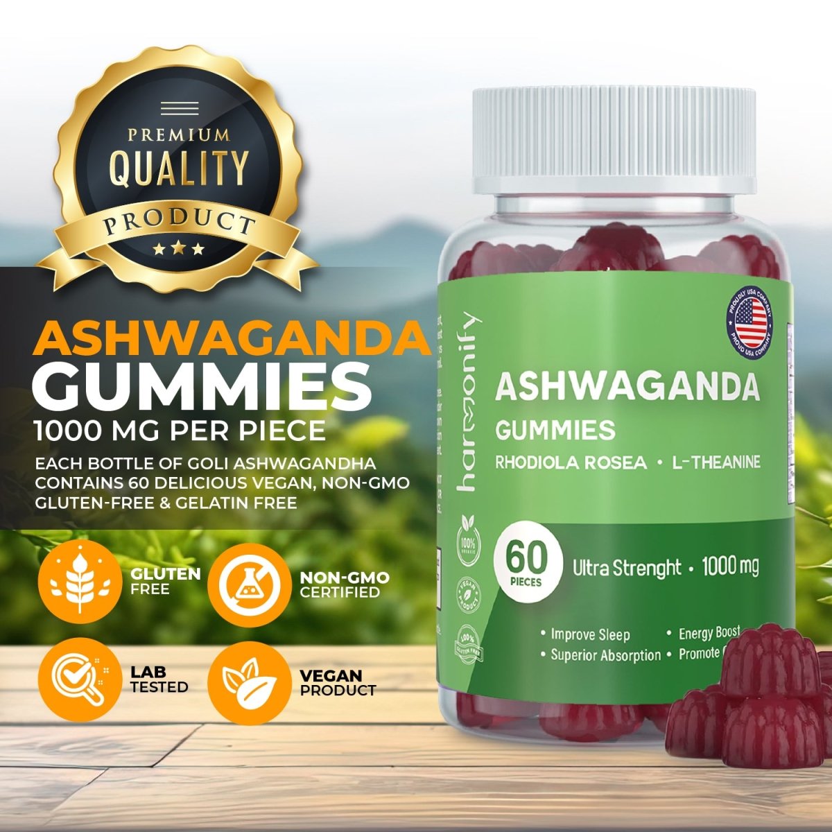 HARMONIFY Ashwagandha & KSM - 66 Gummies with Mixed Rosea and L Theanine, 1000 mg - HARMONIFY - HARMONIFY Ashwagandha & KSM - 66 Gummies with Mixed Rosea and L Theanine, 1000 mg - HARMONIFY - HARMONIFY Ashwagandha & KSM - 66 Gummies with Mixed Rosea and L Theanine, 1000 mg - HARMONIFY - Ashwagandha Gummy Mixed Rosea, Stress Management KSM - 66 with L Theanine, Vegan Plant Based, Non - GMO, Relax and Restore 1000 mg - HARMONIFY - Ashwagandha Gummy Mixed Rosea, Stress Management KSM - 66 with L Th
