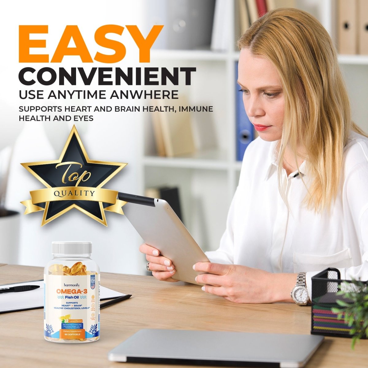 Omega 3 Fish Oil Gummies with Orange Flavour, Heart Healthy Omega 3 Supplement with High Absorption DHA & EPA, Extra Strength Joint & Brain Support, Omega 3 Fish Oil Nature's Gummy Vitamin, Orange Flavor - 60 Gummies - HARMONIFY - Omega 3 Fish Oil Gummies with Orange Flavour, Heart Healthy Omega 3 Supplement with High Absorption DHA & EPA, Extra Strength Joint & Brain Support, Omega 3 Fish Oil Nature's Gummy Vitamin, Orange Flavor - 60 Gummies - HARMONIFY - Omega 3 Fish Oil Gummies with Orange F