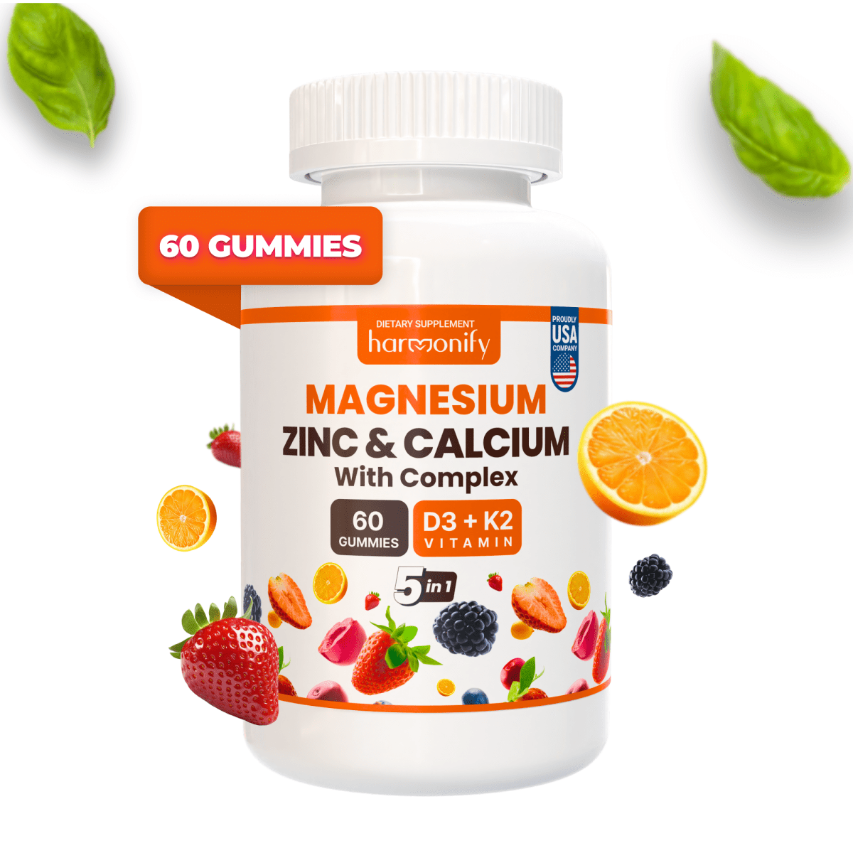 HARMONIFY Magnesium Calcium Zinc with Vitamin D3 & K2 Gummies, 30 Days Serving - HARMONIFY - HARMONIFY Magnesium Calcium Zinc with Vitamin D3 & K2 Gummies, 30 Days Serving - 021 - HRF - Magnesium&Calc&ZincK2D3 - HARMONIFY - Supplement - 850056258630