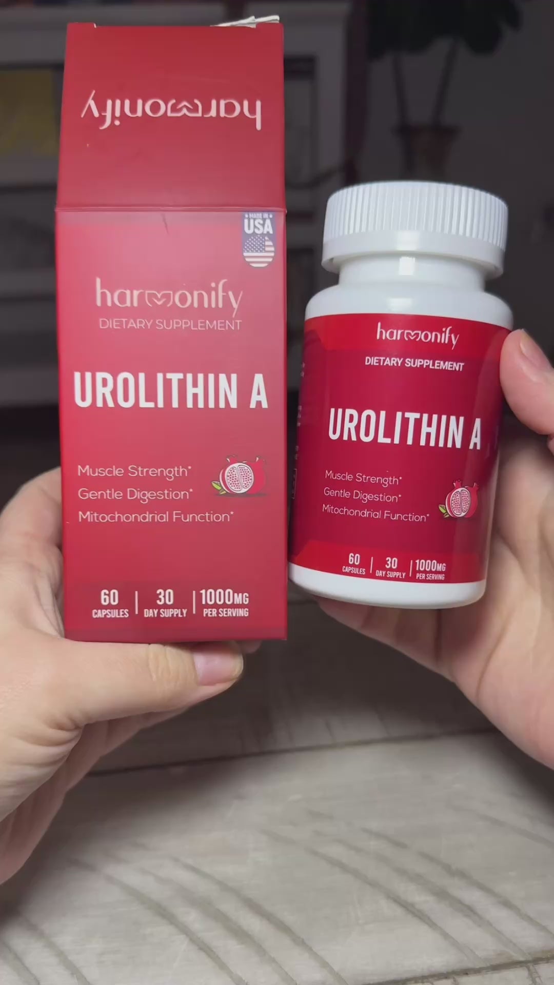 HARMONIFY Urolithin A Pro Capsules, 1000 mg, Pomegranate Extract, 60 Vegan Capsules, Non-GMO, Gluten-Free