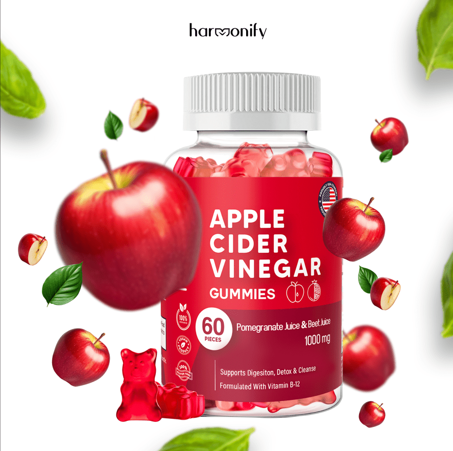 HARMONIFY Apple Cider Vinegar Gummies with Pomegranate Beet Juice & B12 1000 mg - HARMONIFY - HARMONIFY Apple Cider Vinegar Gummies with Pomegranate Beet Juice & B12 1000 mg - 008 - HRF - AppleCiderVinegarGummy - HARMONIFY - Supplement - 850056258104