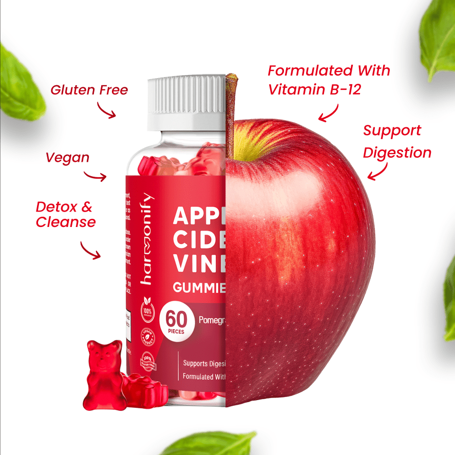 HARMONIFY Apple Cider Vinegar Gummies with Pomegranate Beet Juice & B12 1000 mg - HARMONIFY - HARMONIFY Apple Cider Vinegar Gummies with Pomegranate Beet Juice & B12 1000 mg - 008 - HRF - AppleCiderVinegarGummy - HARMONIFY - Supplement - 850056258104