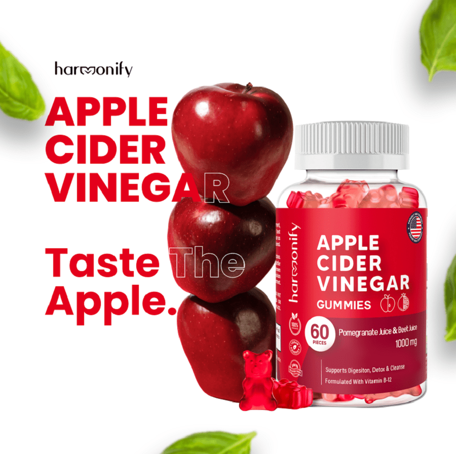 HARMONIFY Apple Cider Vinegar Gummies with Pomegranate Beet Juice & B12 1000 mg - HARMONIFY - HARMONIFY Apple Cider Vinegar Gummies with Pomegranate Beet Juice & B12 1000 mg - 008 - HRF - AppleCiderVinegarGummy - HARMONIFY - Supplement - 850056258104