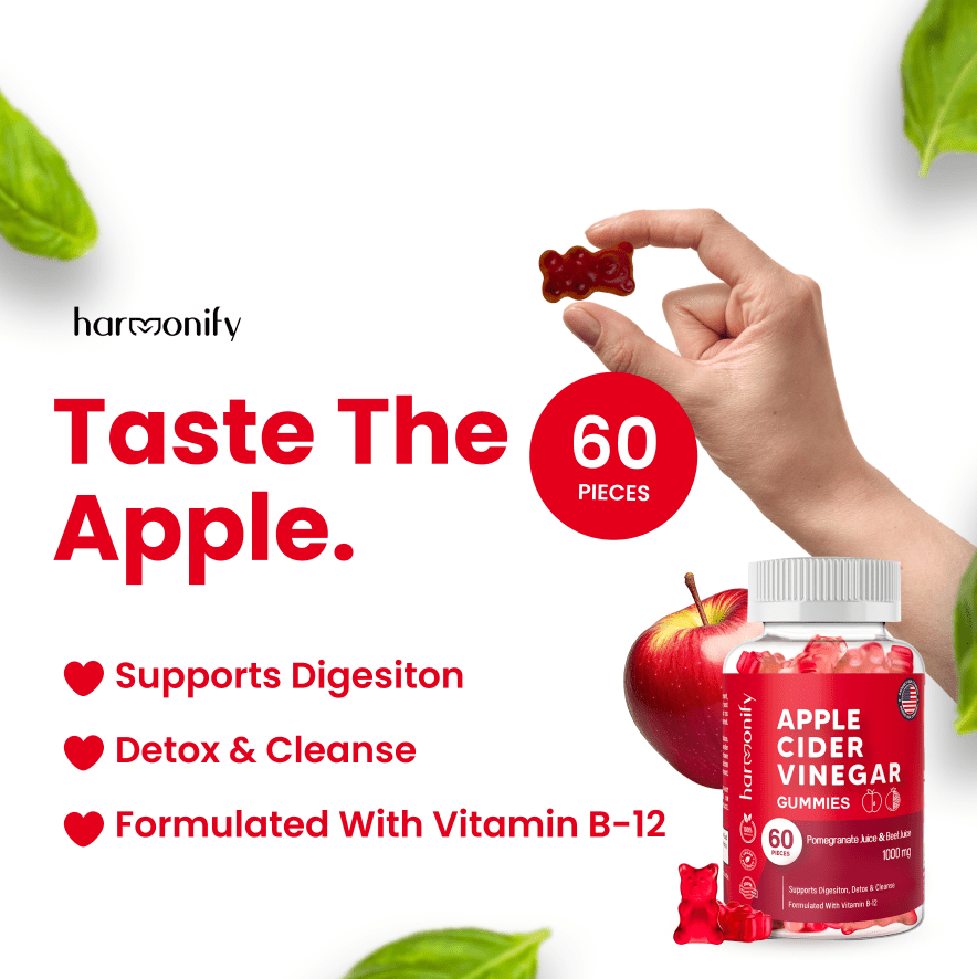 HARMONIFY Apple Cider Vinegar Gummies with Pomegranate Beet Juice & B12 1000 mg - HARMONIFY - HARMONIFY Apple Cider Vinegar Gummies with Pomegranate Beet Juice & B12 1000 mg - 008 - HRF - AppleCiderVinegarGummy - HARMONIFY - Supplement - 850056258104