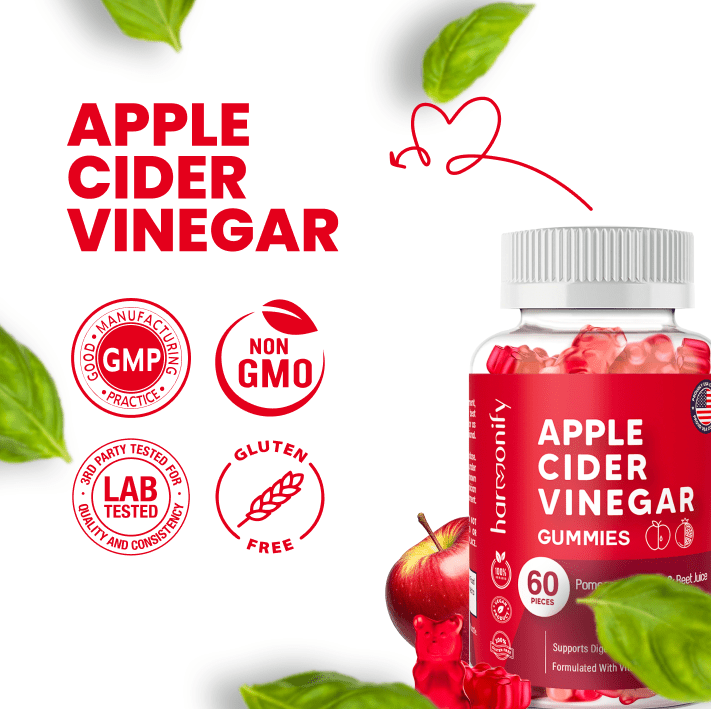 HARMONIFY Apple Cider Vinegar Gummies with Pomegranate Beet Juice & B12 1000 mg - HARMONIFY - HARMONIFY Apple Cider Vinegar Gummies with Pomegranate Beet Juice & B12 1000 mg - 008 - HRF - AppleCiderVinegarGummy - HARMONIFY - Supplement - 850056258104