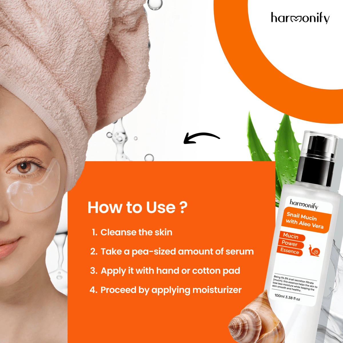 HARMONIFY Snail Mucin Serum, 96,3% Power Repairing Essence 3.38 fl.oz - HARMONIFY - HARMONIFY Snail Mucin Serum, 96,3% Power Repairing Essence 3.38 fl.oz - HARMONIFY - HARMONIFY Snail Mucin Serum, 96,3% Power Repairing Essence 3.38 fl.oz - 069 - HRF - SnailMucin - HARMONIFY - Beauty - 850056258180 - 069 - HRF - SnailMucin - HARMONIFY - Beauty - 850056258180